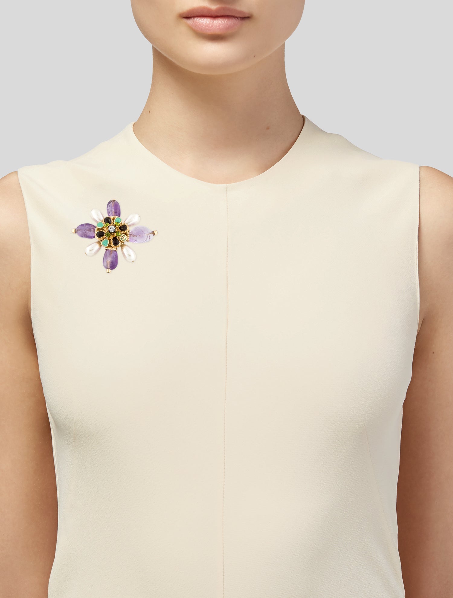 Chanel Vintage Gripoix, Faux Pearl, Strass & Resin Pin Brooch