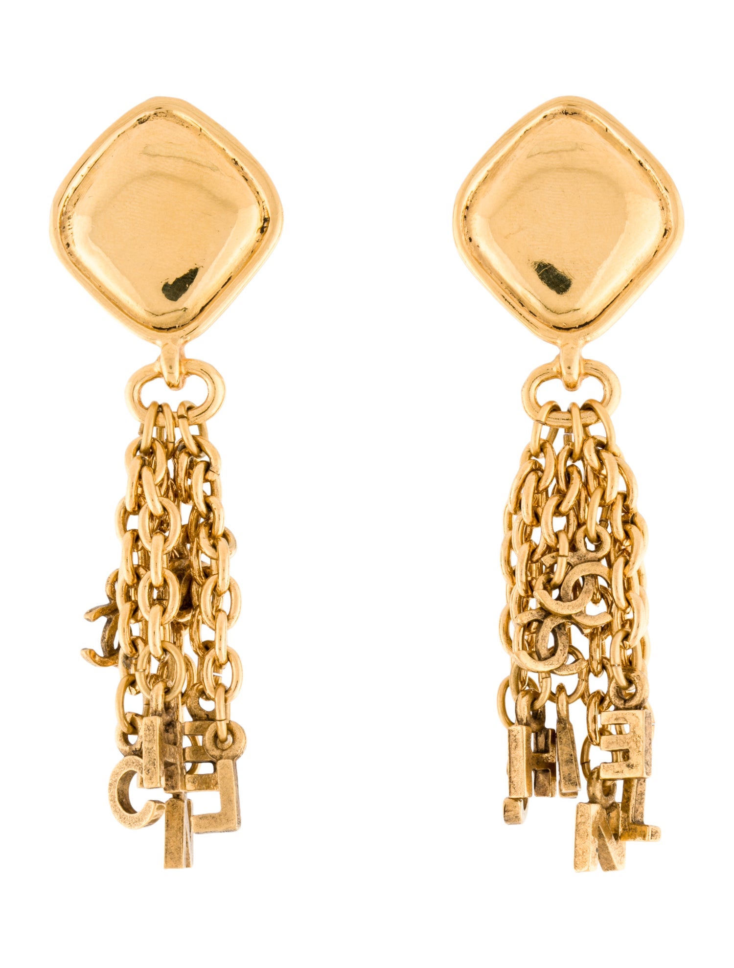 Chanel Vintage 'CHANEL' CC Tassel Clip-On Earrings