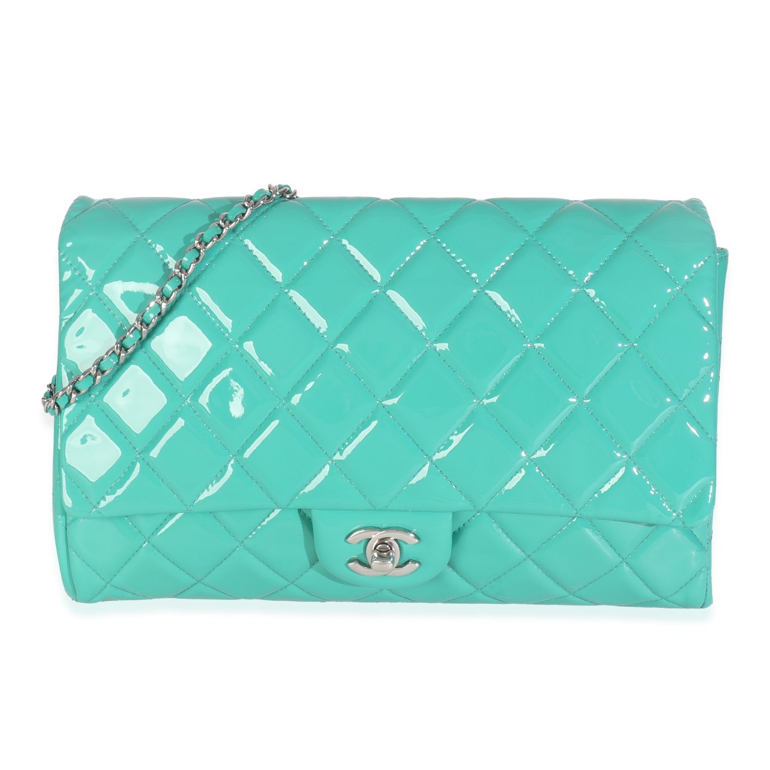 Chanel Patent Classic Flap Clutch With Chain