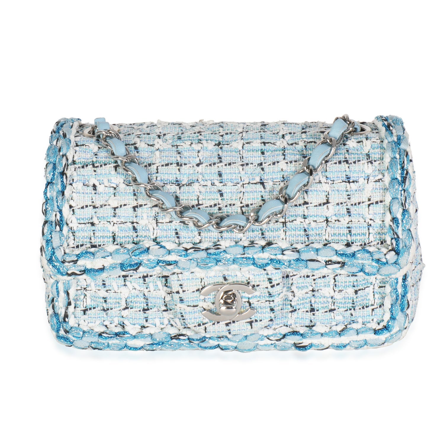 Chanel Metallic Tweed Braided Mini Rectangular Flap
