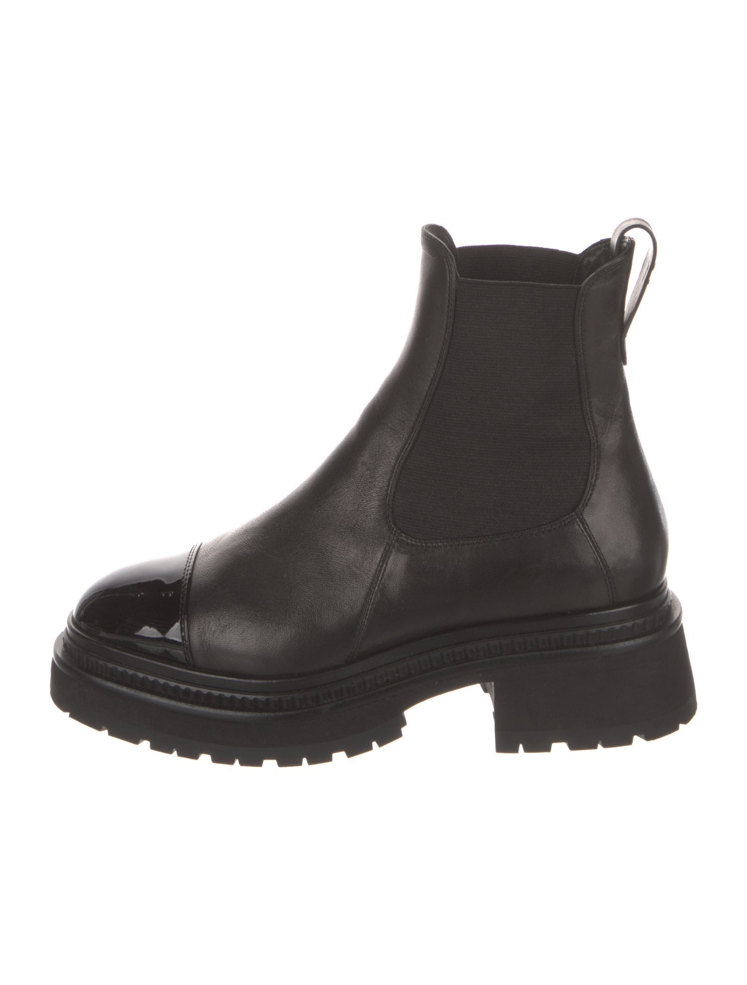 Chanel Interlocking CC Logo Leather Chelsea Boots