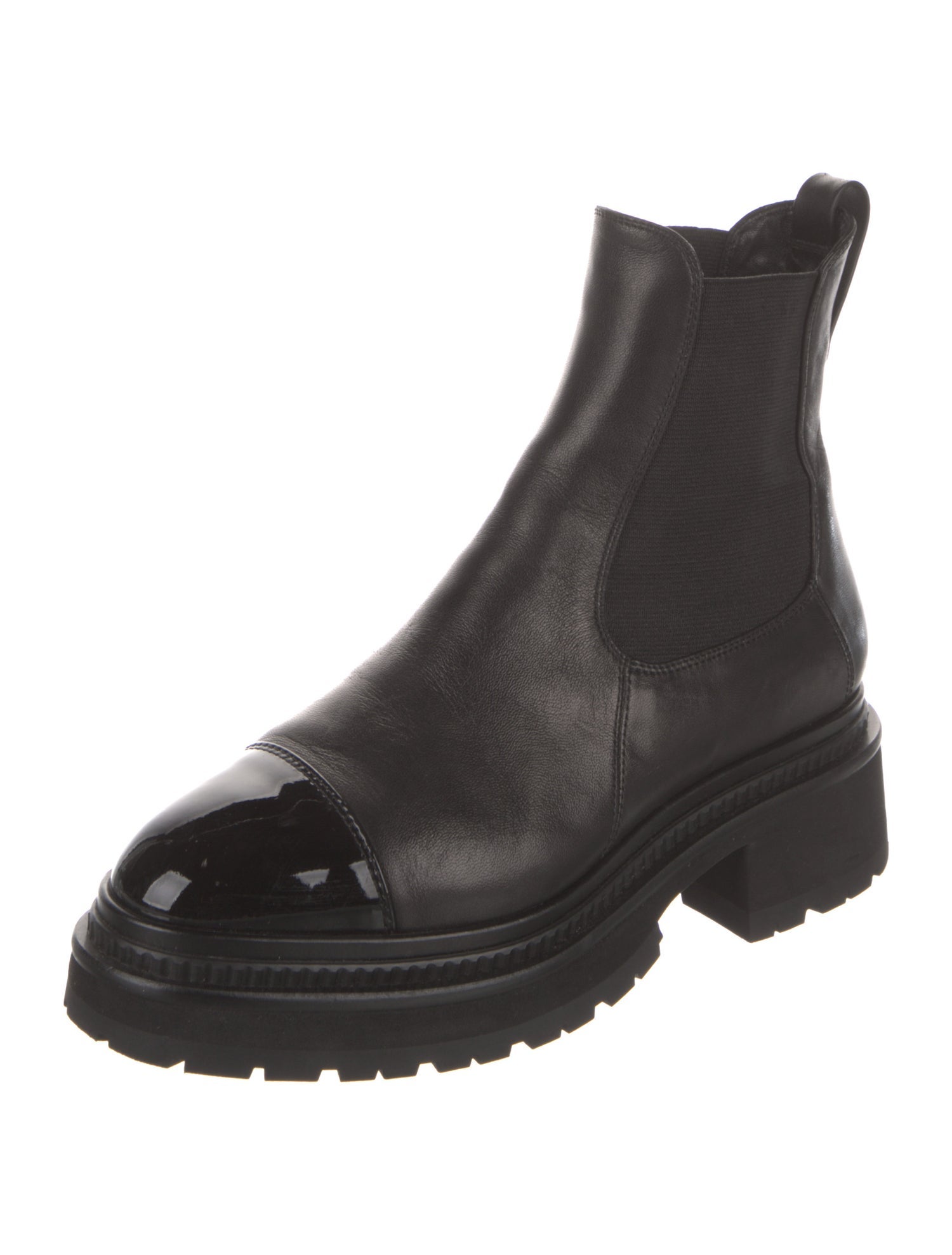 Chanel Interlocking CC Logo Leather Chelsea Boots