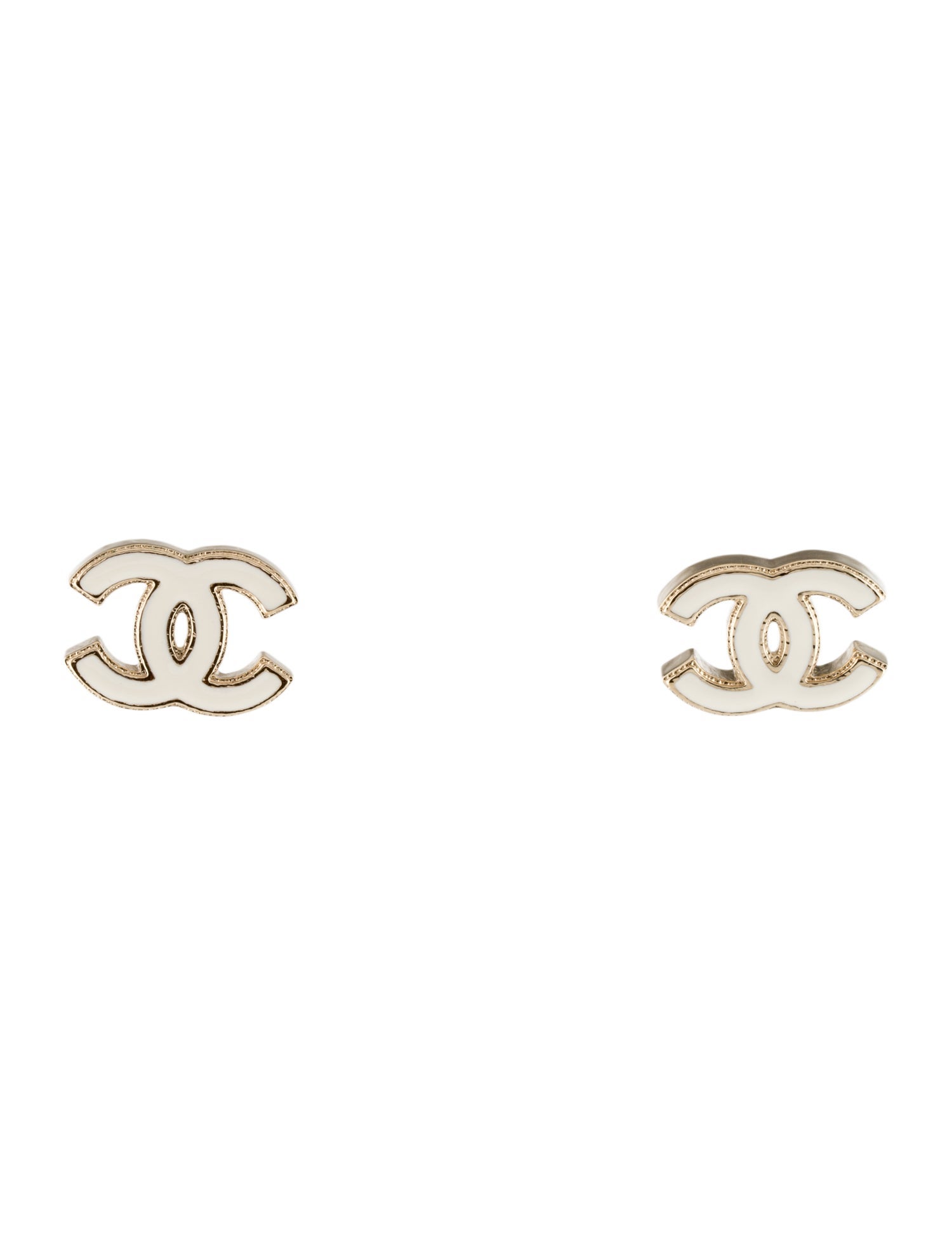 Chanel 2022 Enamel CC Stud Earrings