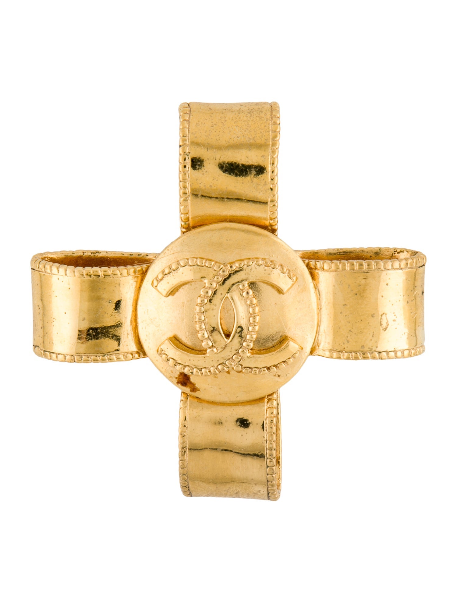 Chanel Vintage CC Ribbon Cross Brooch