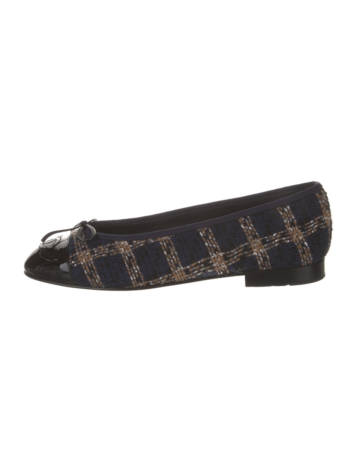 Chanel Interlocking CC Logo Tweed Ballet Flats