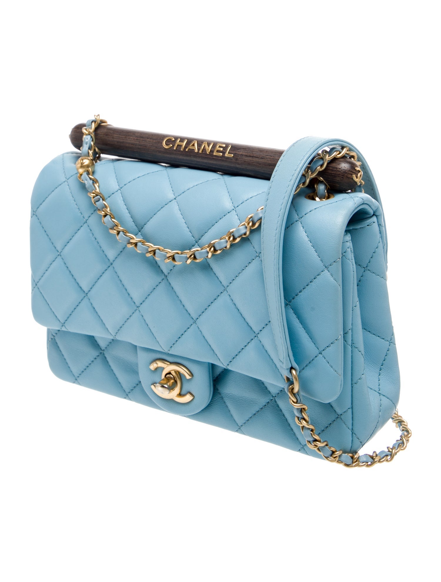 CHANEL ブルーキルティングバッグ Chanel 2023 Small Wenge Wood Top Handle Flap Bag - Blue Crossbody