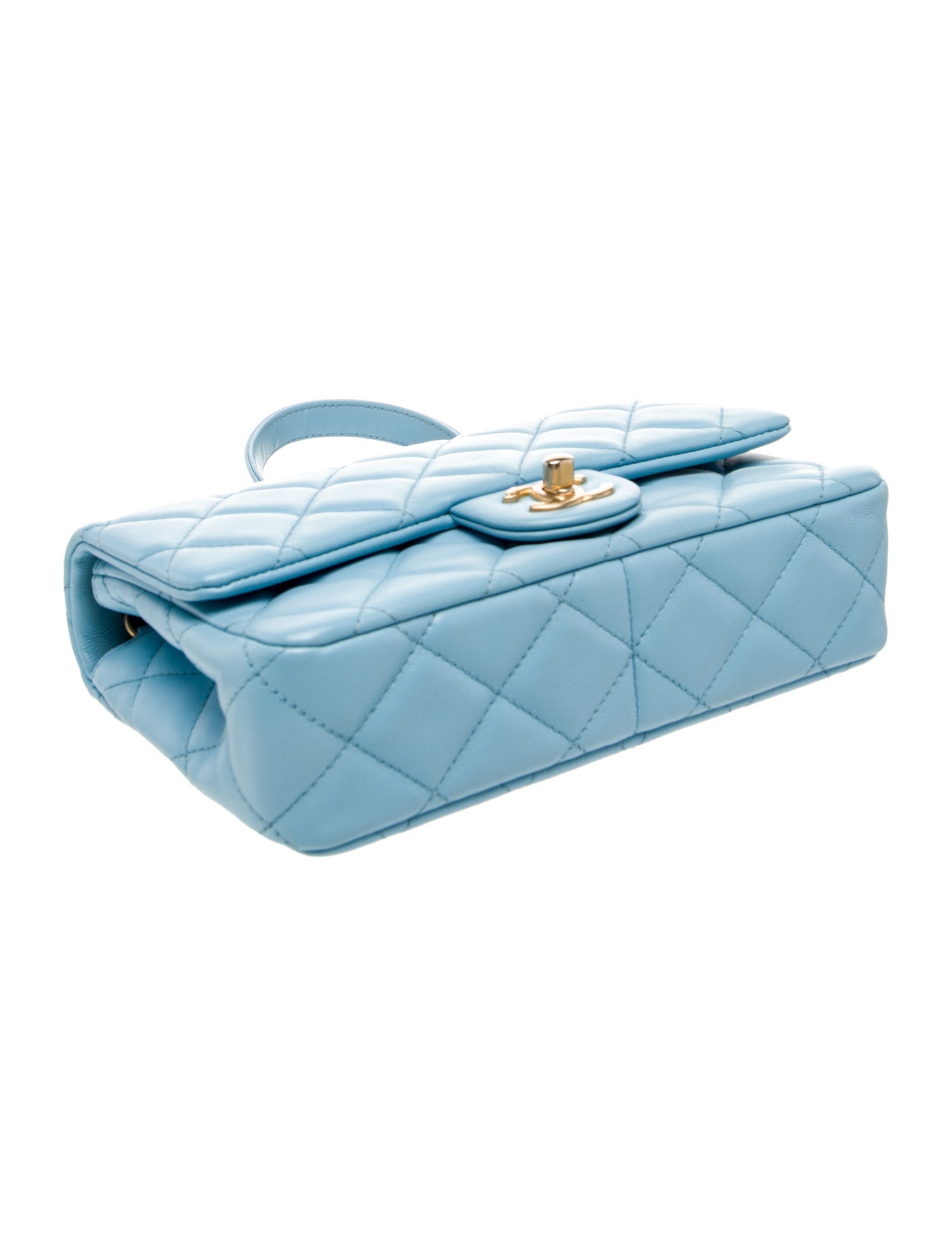 Chanel 2023 Small Wenge Wood Top Handle Flap Bag - Blue Crossbody