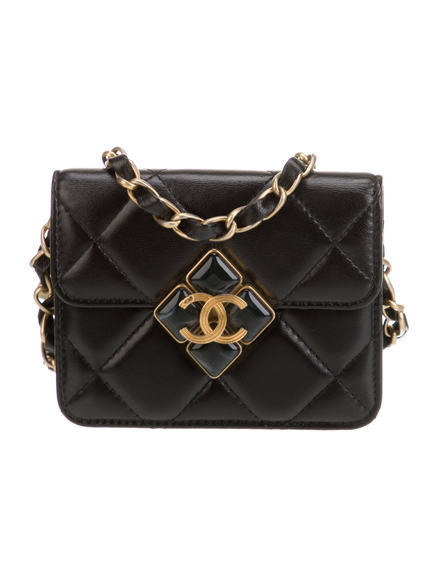 Chanel Diamond Lock Card Holder on Chain