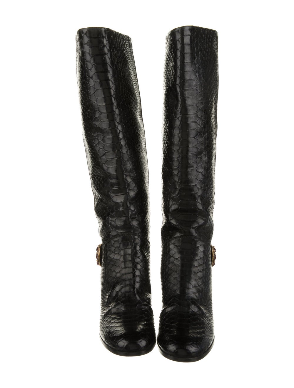 Chanel Interlocking CC Logo Python Riding Boots - image 3
