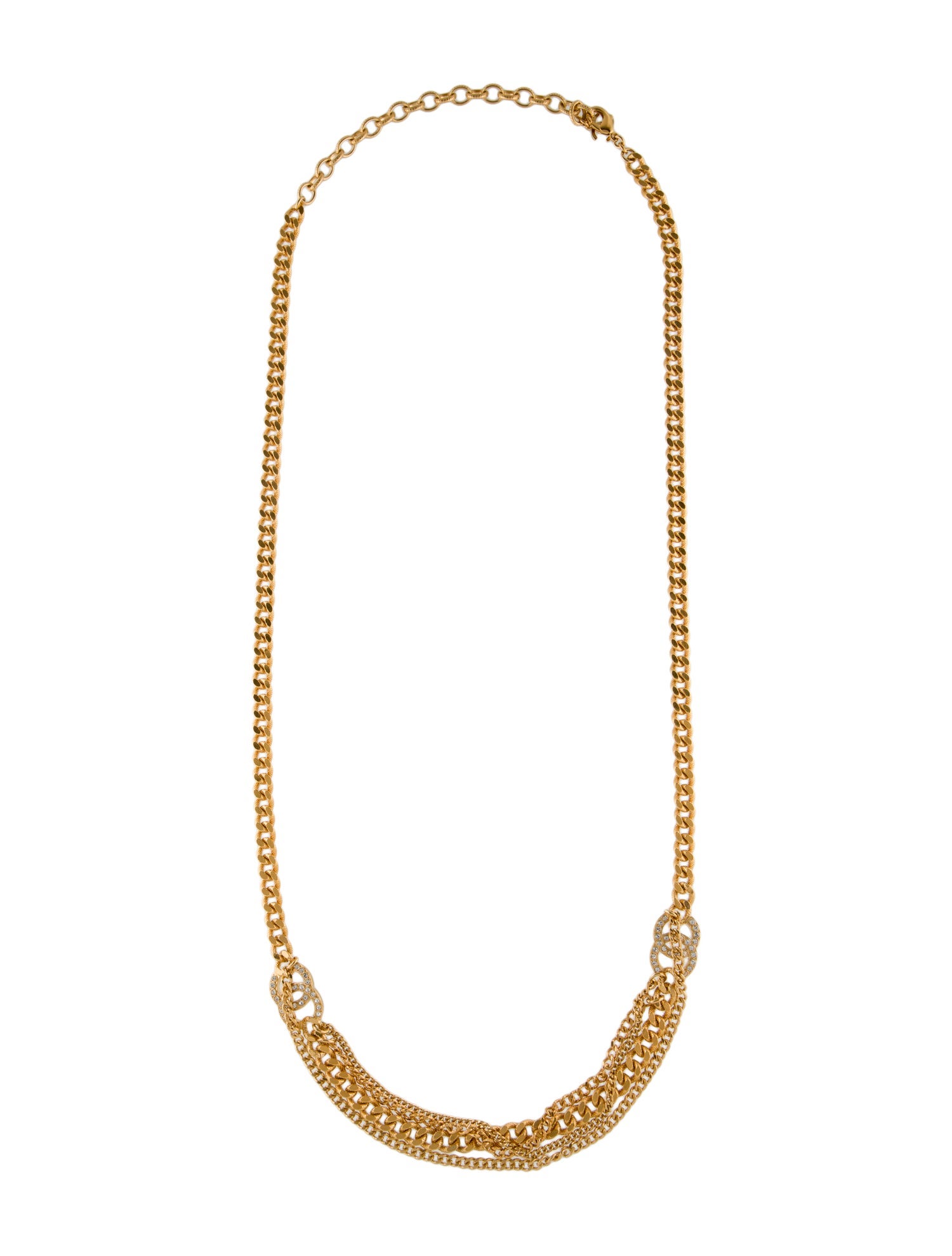 Chanel 2022 Strass CC Multi-Chain Necklace