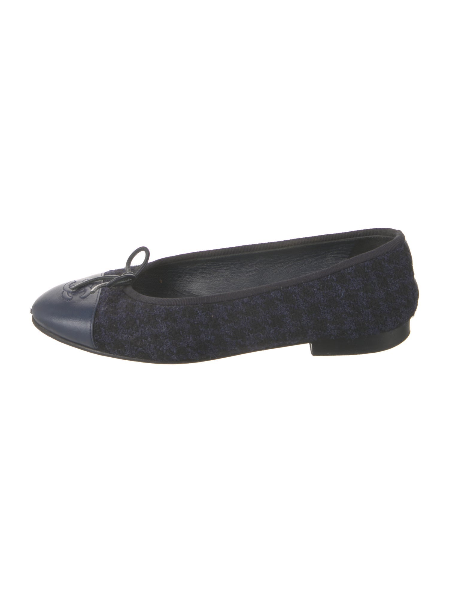 Chanel Interlocking CC Logo Tweed Ballet Flats