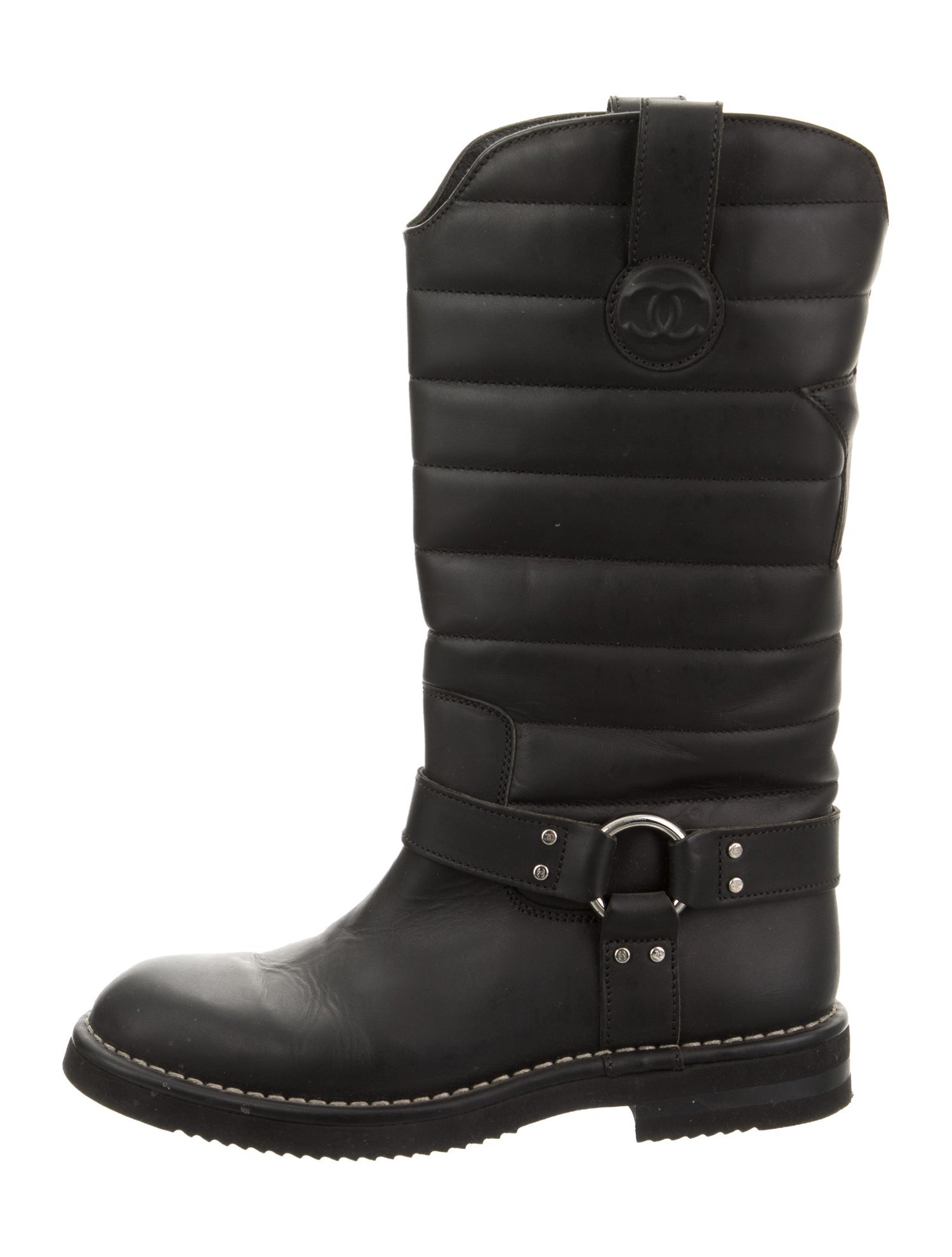 Chanel 2014 Interlocking CC Logo Moto Boots