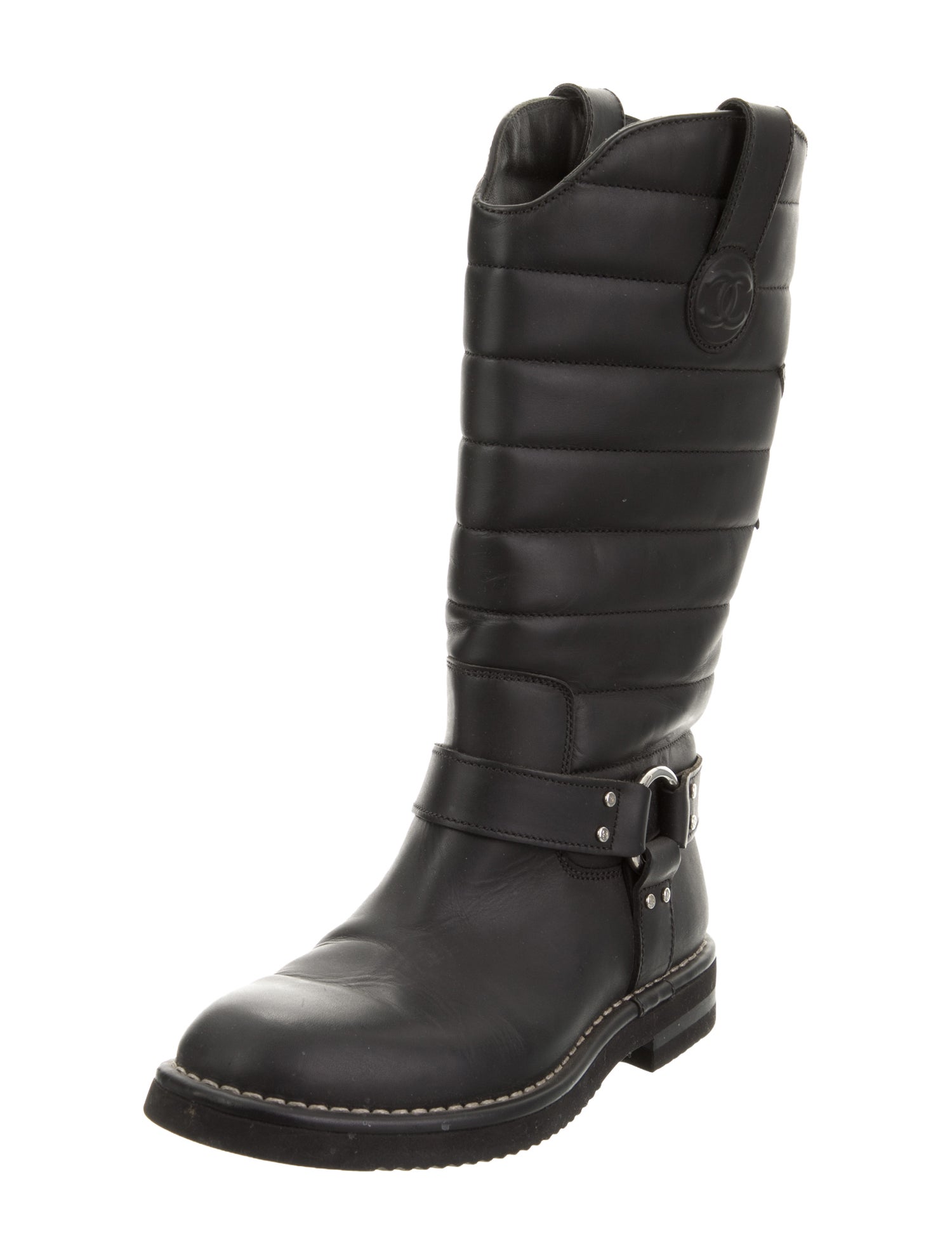 Chanel 2014 Interlocking CC Logo Moto Boots