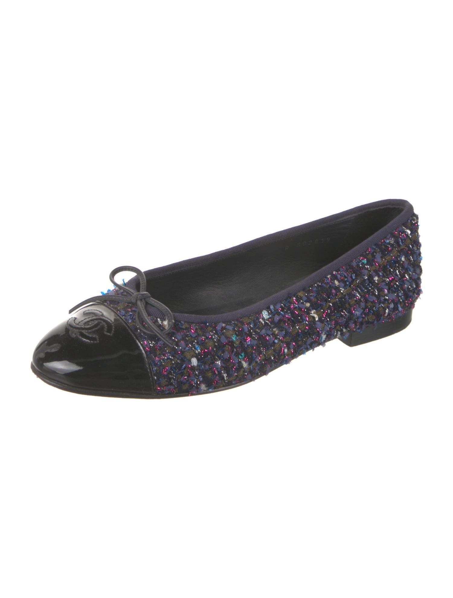 Chanel Interlocking CC Logo Tweed Flats