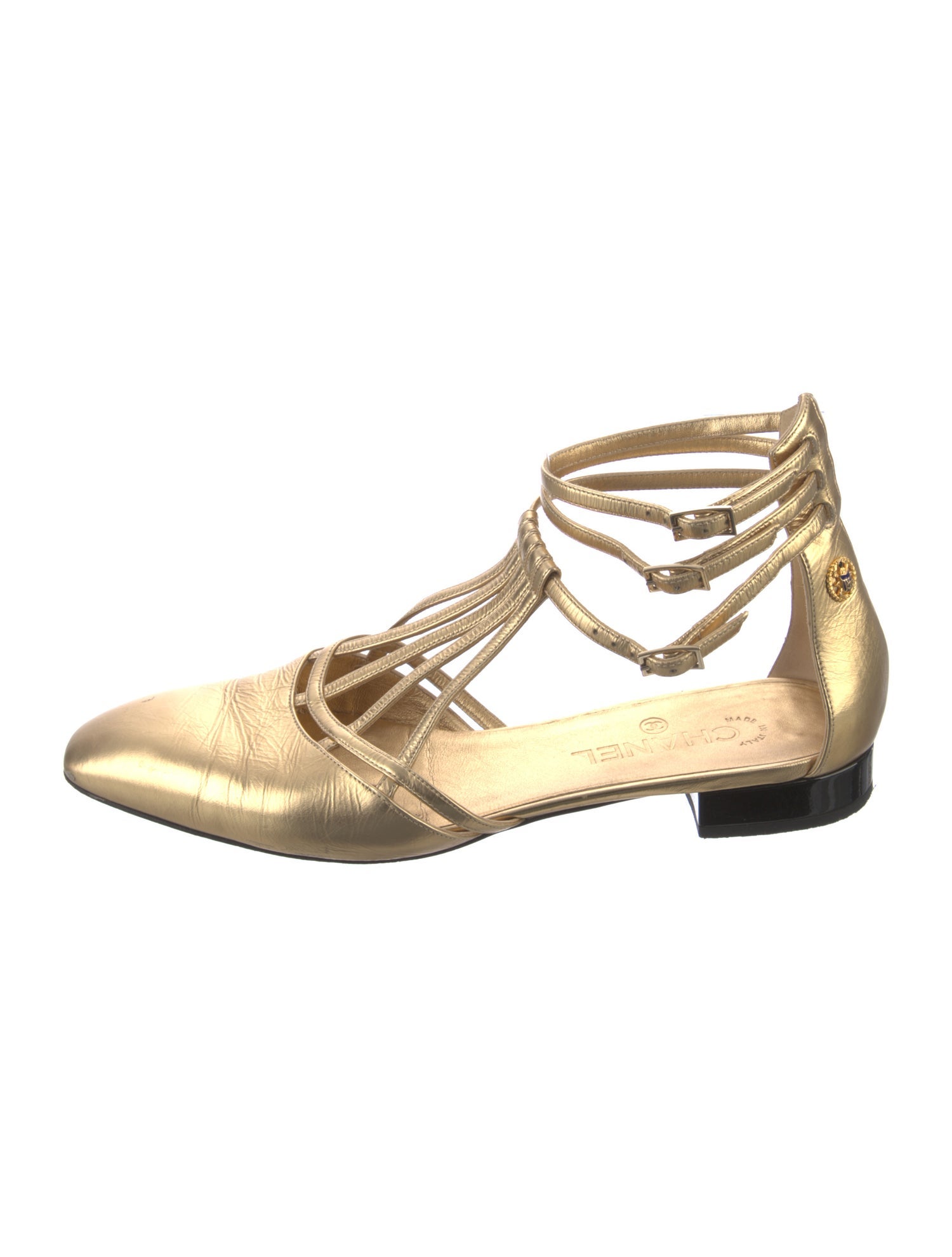 Chanel Interlocking CC Logo Leather Flats