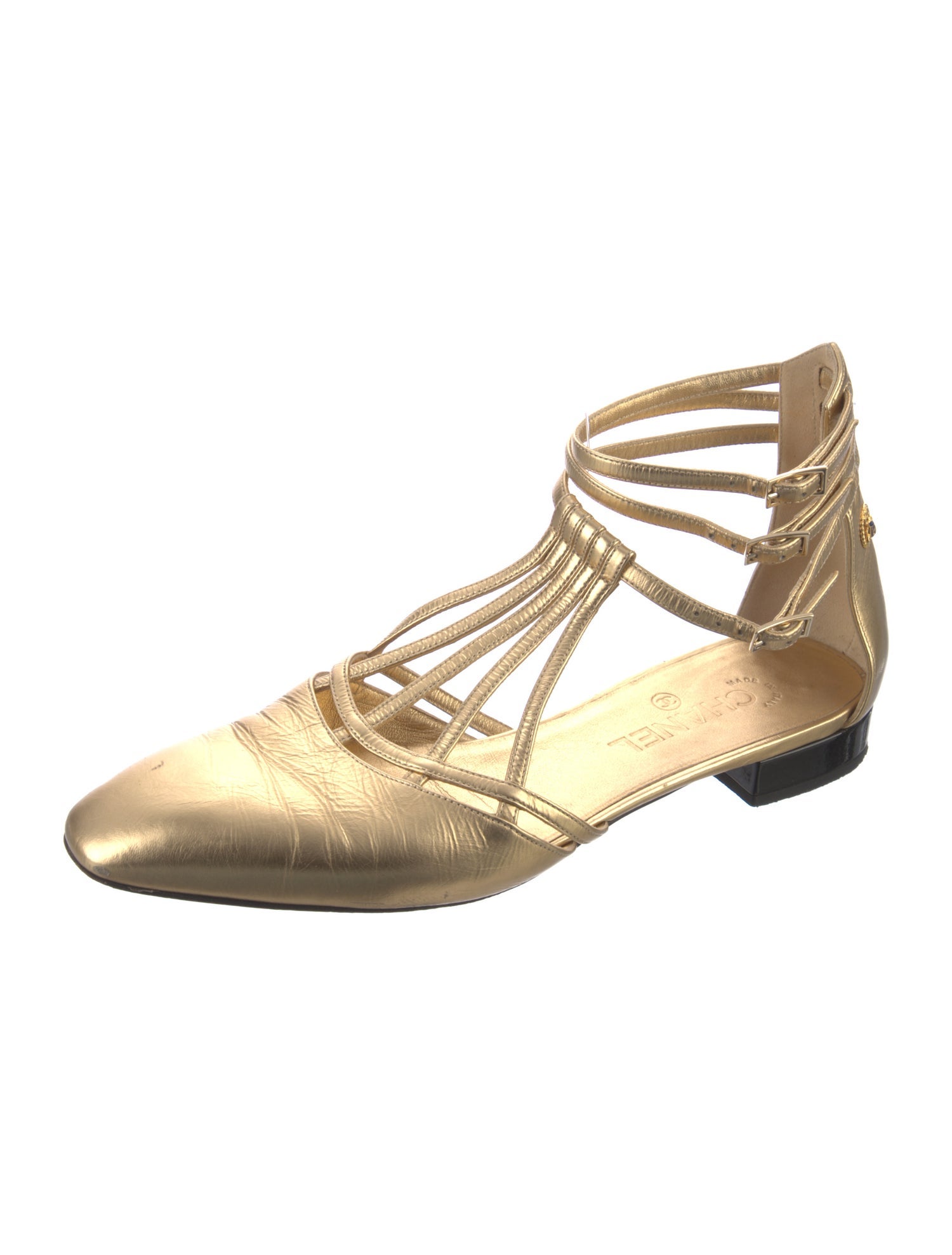 Chanel Interlocking CC Logo Leather Flats