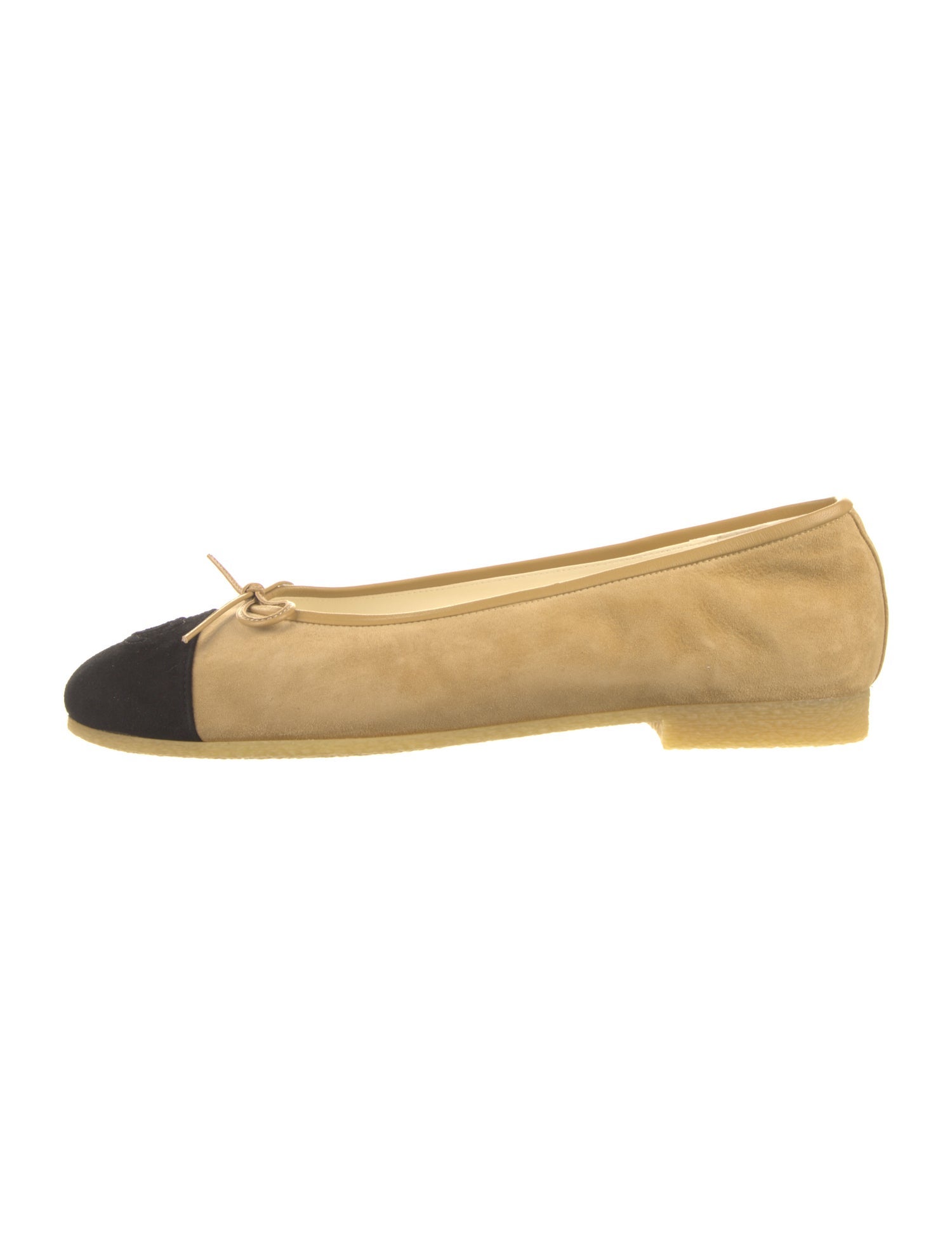 Chanel Interlocking CC Logo Suede Ballet Flats