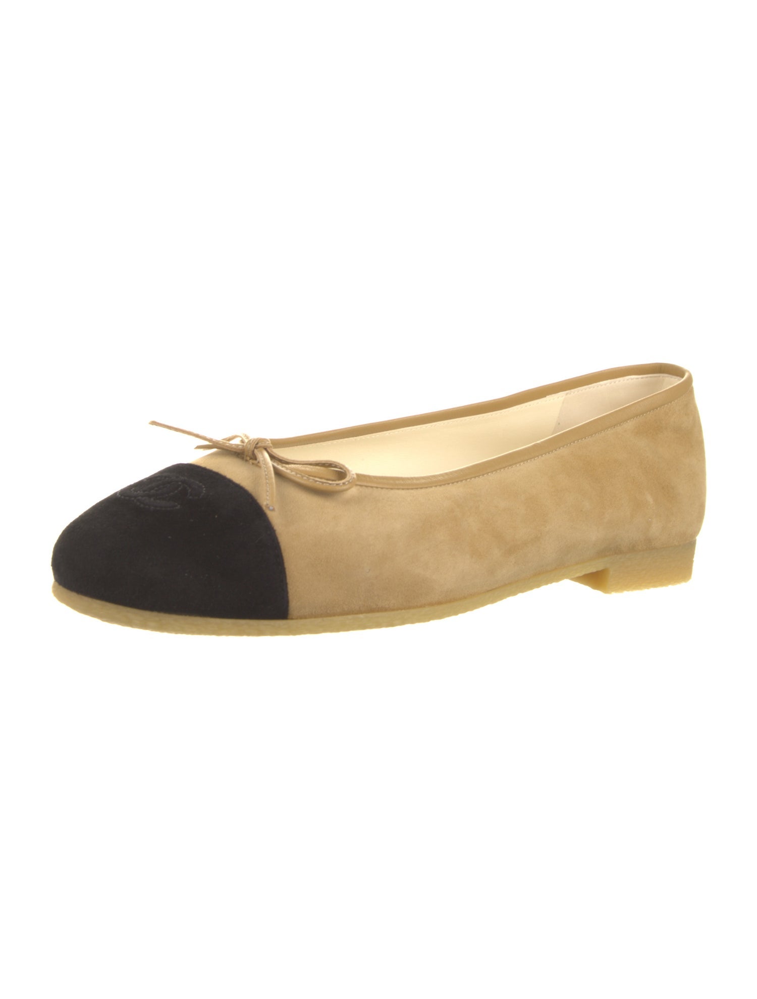 Chanel Interlocking CC Logo Suede Ballet Flats