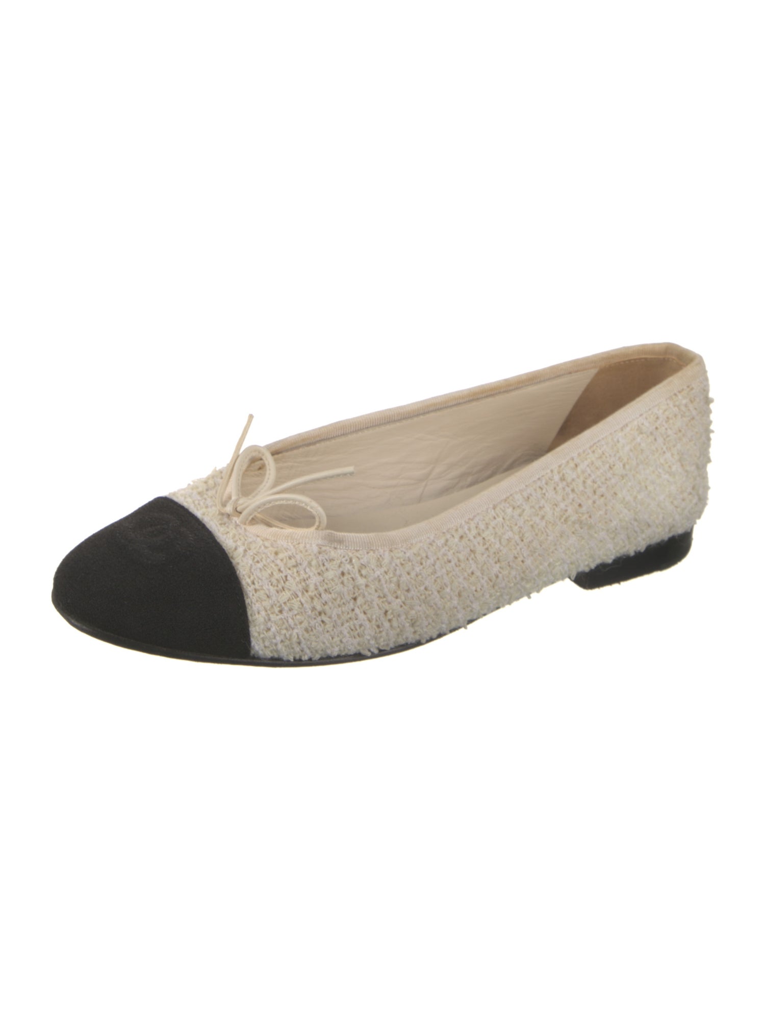 Chanel Interlocking CC Logo Tweed Ballet Flats