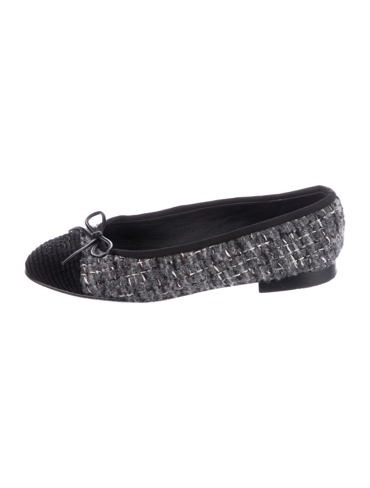 Chanel Interlocking CC Logo Tweed Ballet Flats