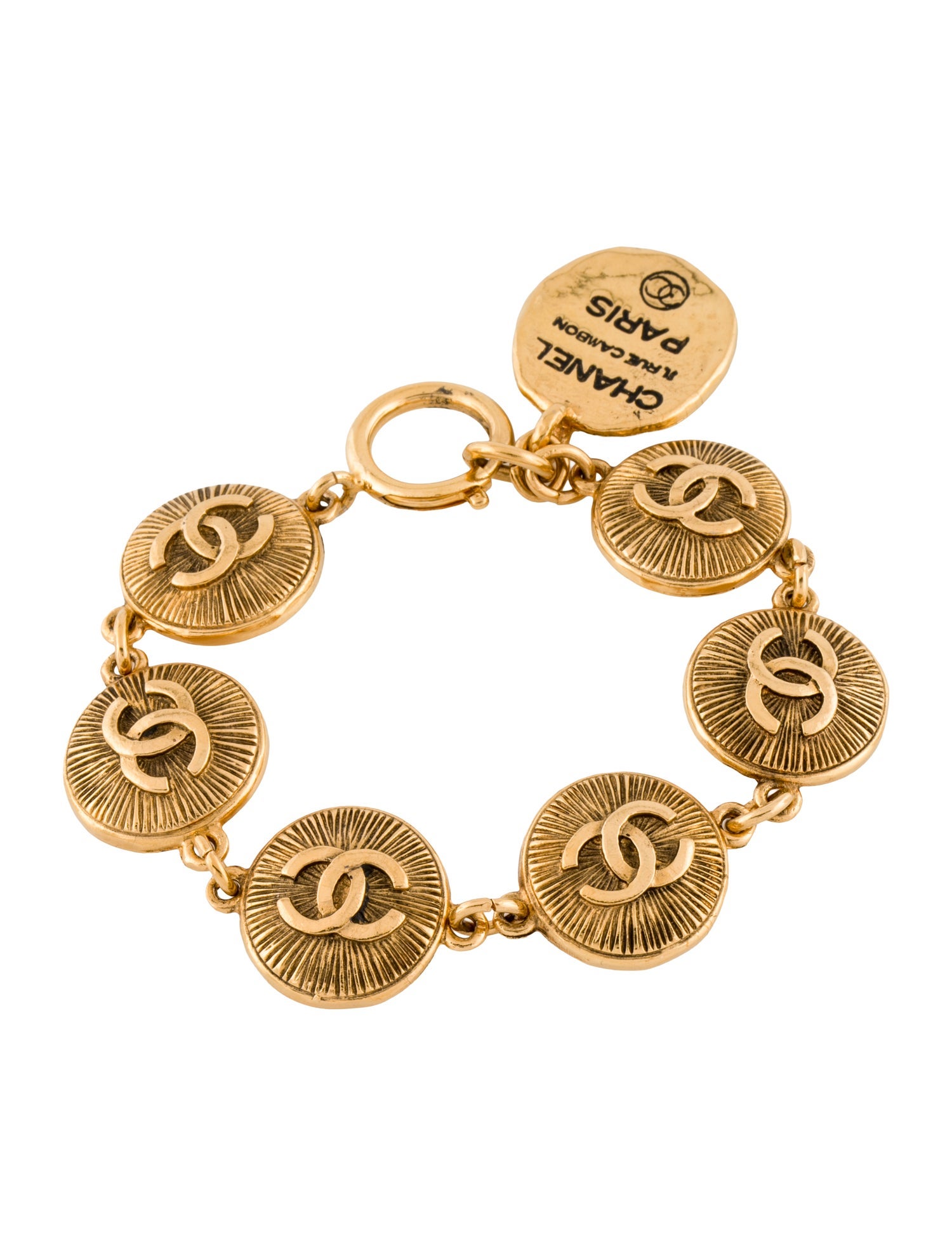 Chanel Vintage Rue Cambon CC Medallion Link Bracelet