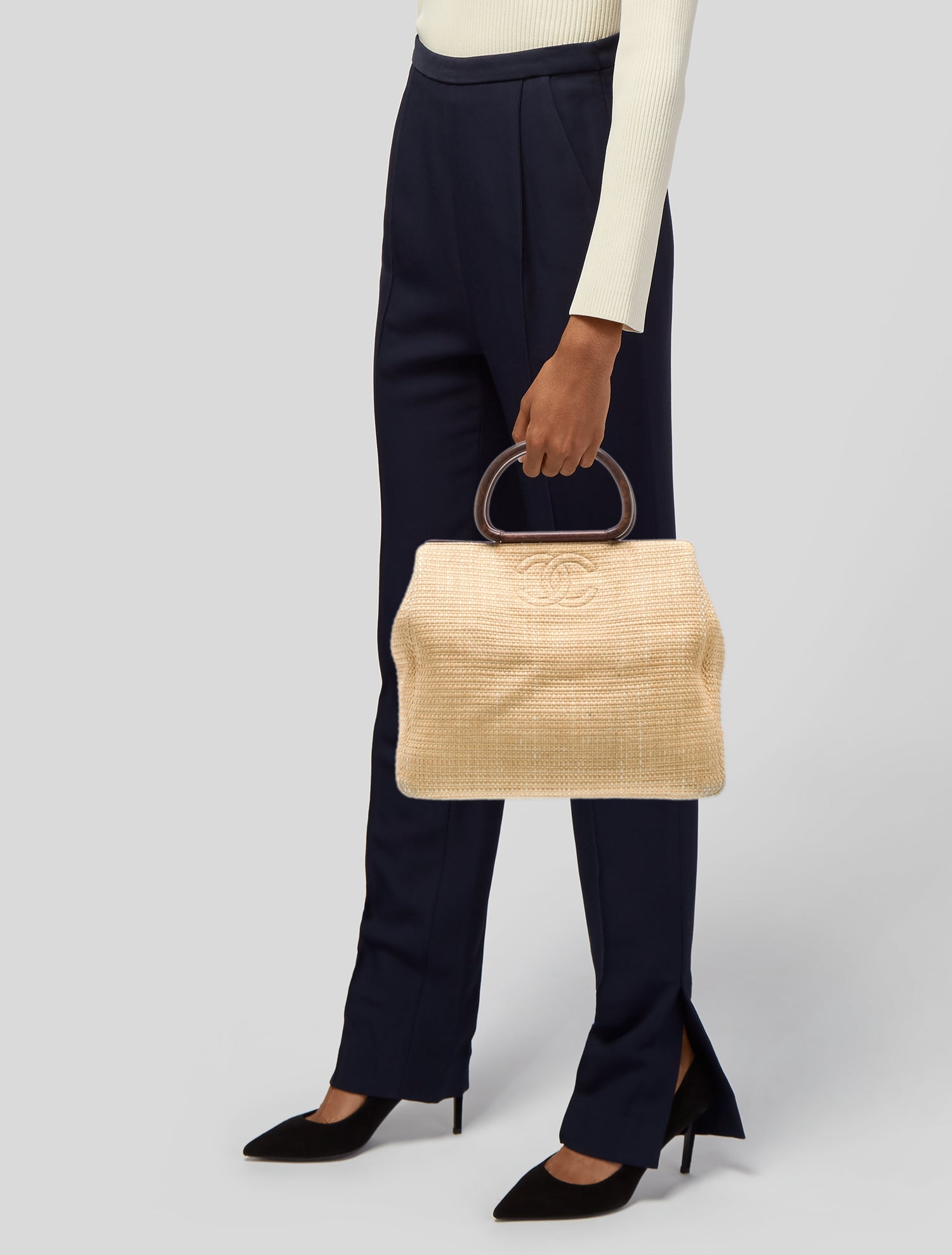 Chanel Raffia CC Handle Bag