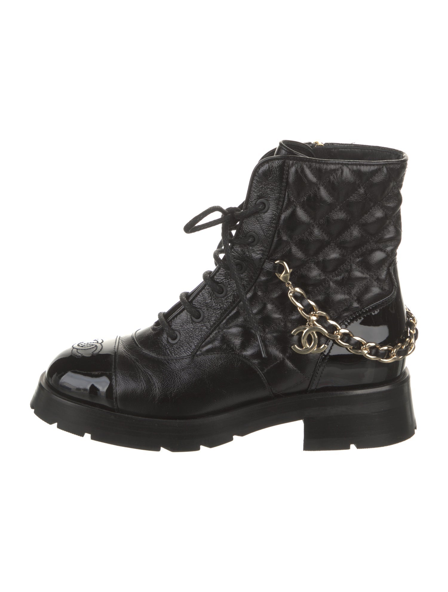 Chanel 2022 Interlocking CC Logo Combat Boots