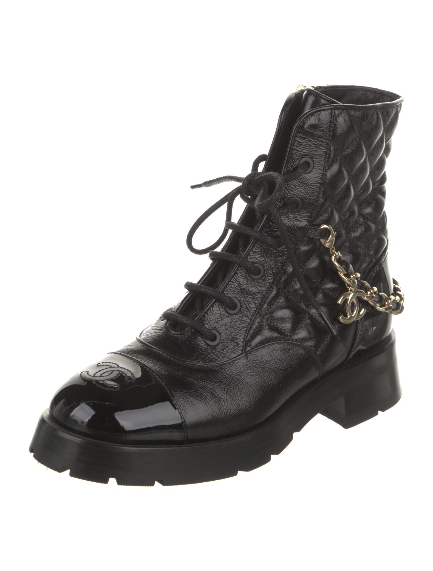 Chanel 2022 Interlocking CC Logo Combat Boots