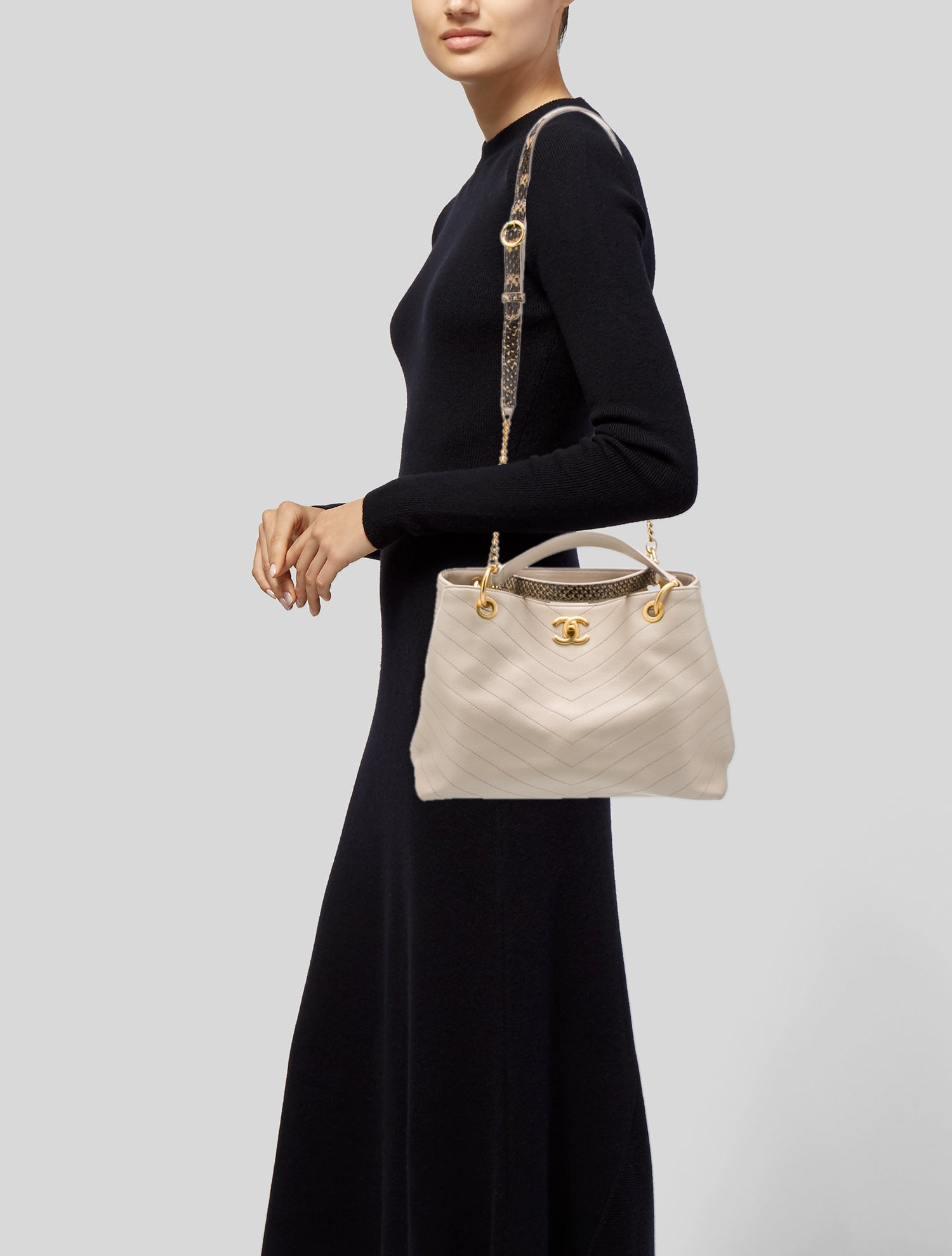 Chanel Large Chevron Chic Shopping Tote