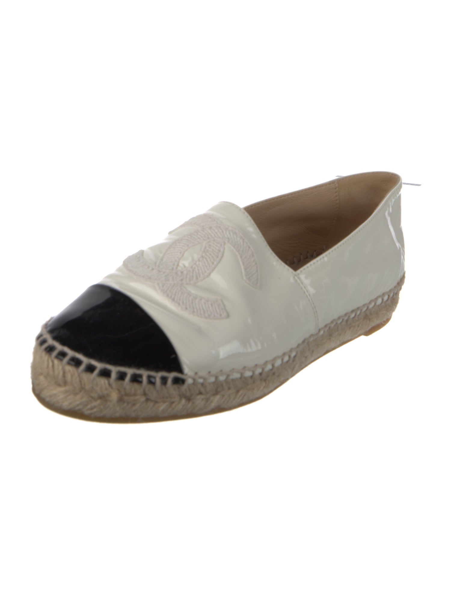 Chanel Patent Leather Colorblock Pattern Espadrilles