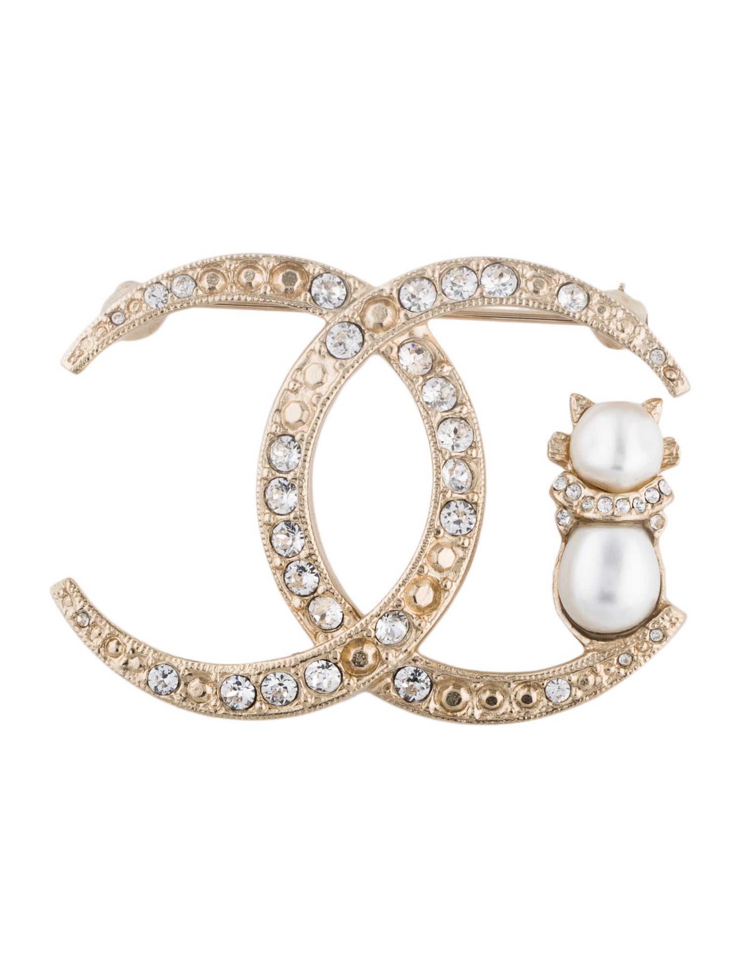 Chanel Faux Pearl & Strass CC Brooch