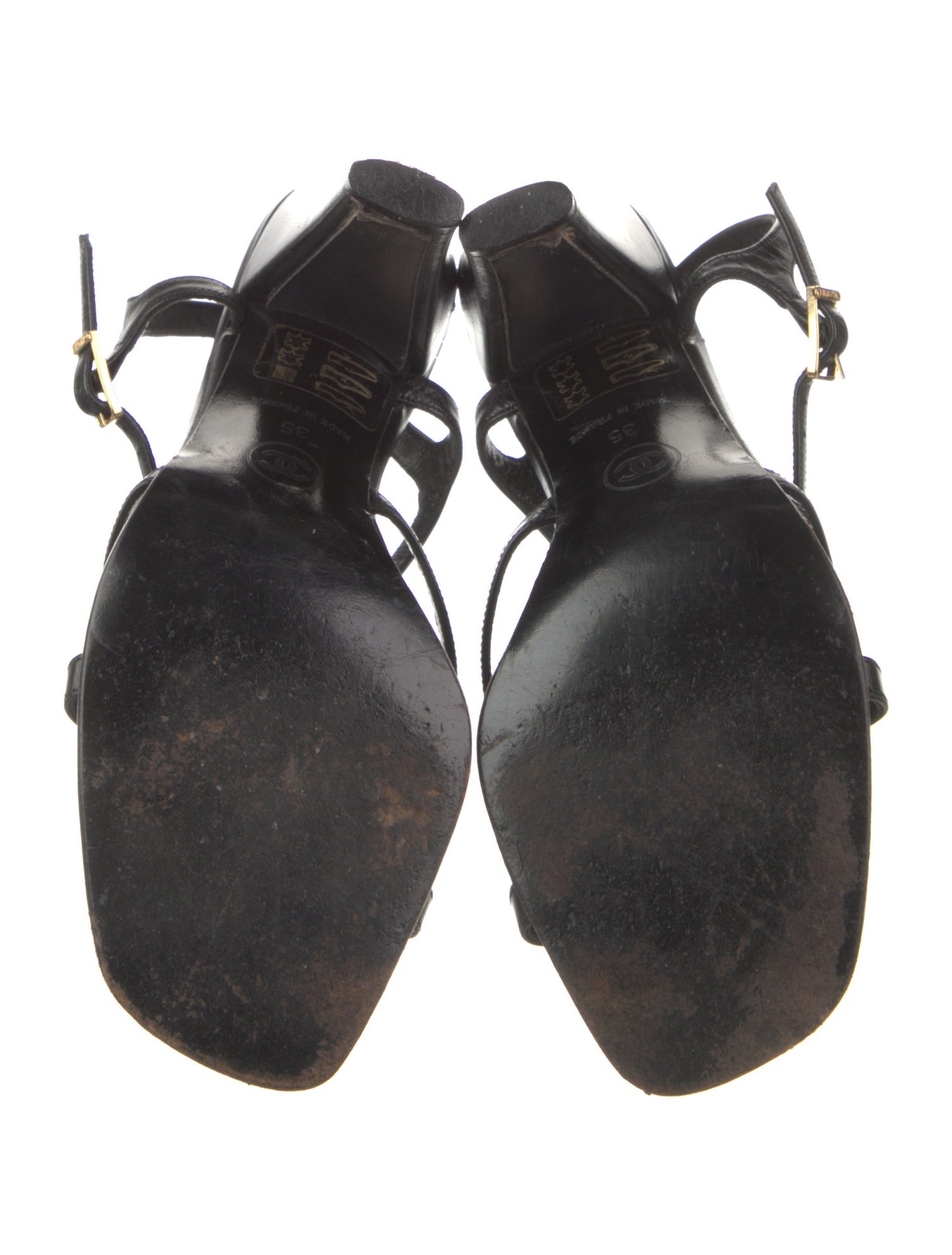 Interlocking CC Logo Leather Slingback Sandals