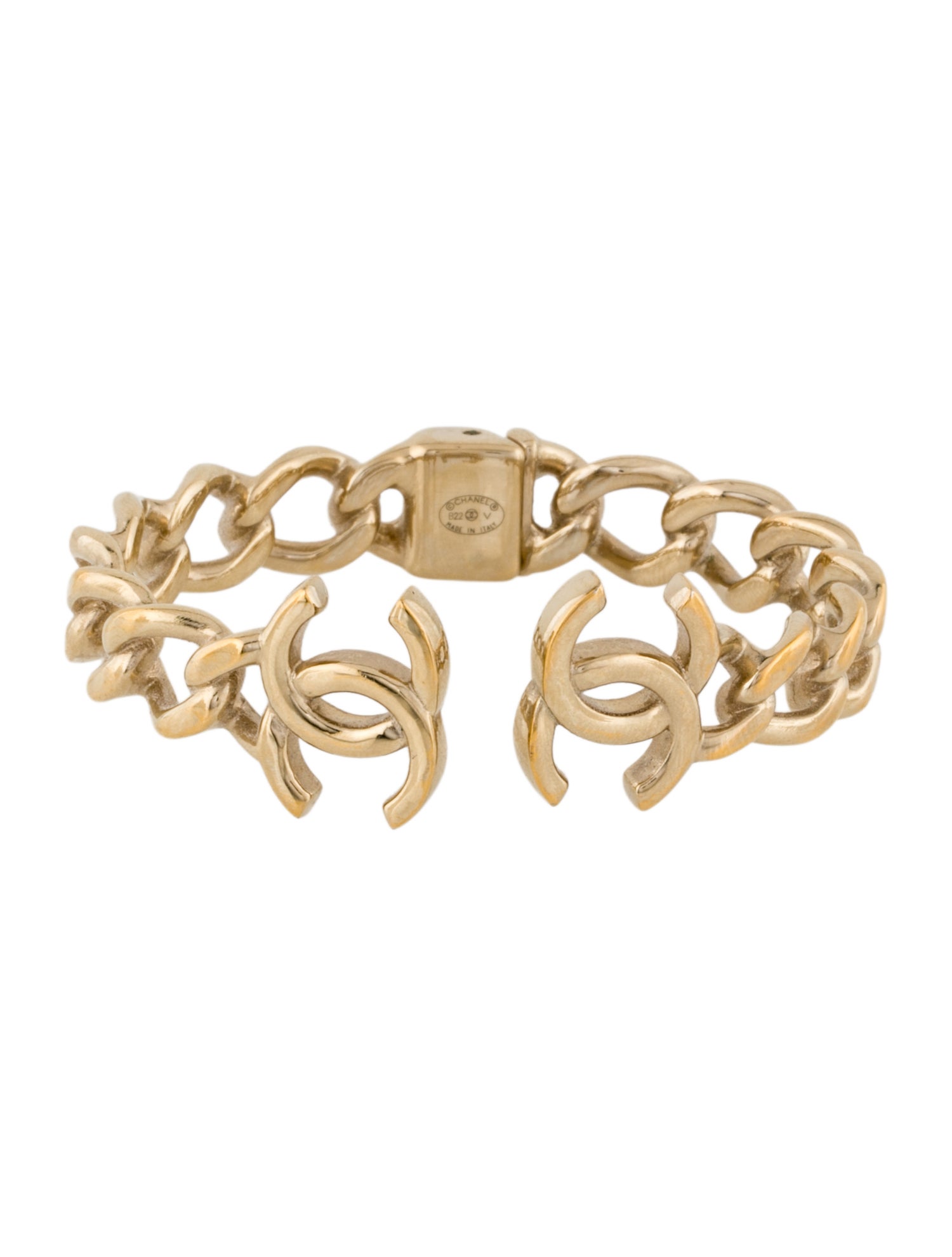 Chanel 2022 Curb Link CC Hinged Cuff Bracelet