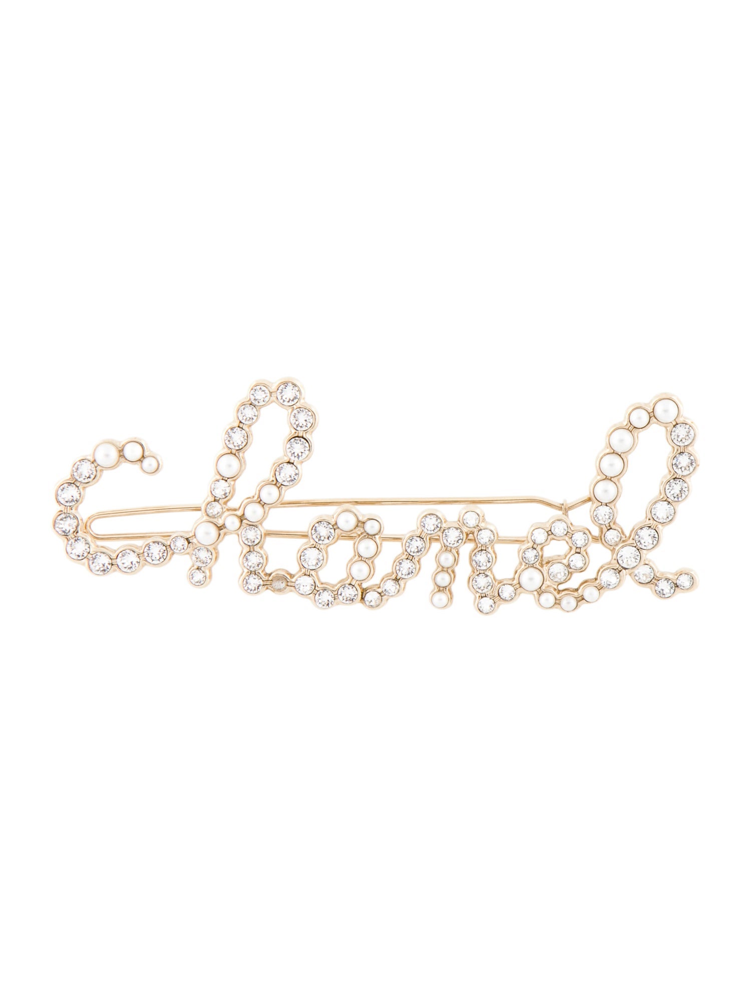 Chanel 2020 Faux Pearl & Strass 'Chanel' Brooch