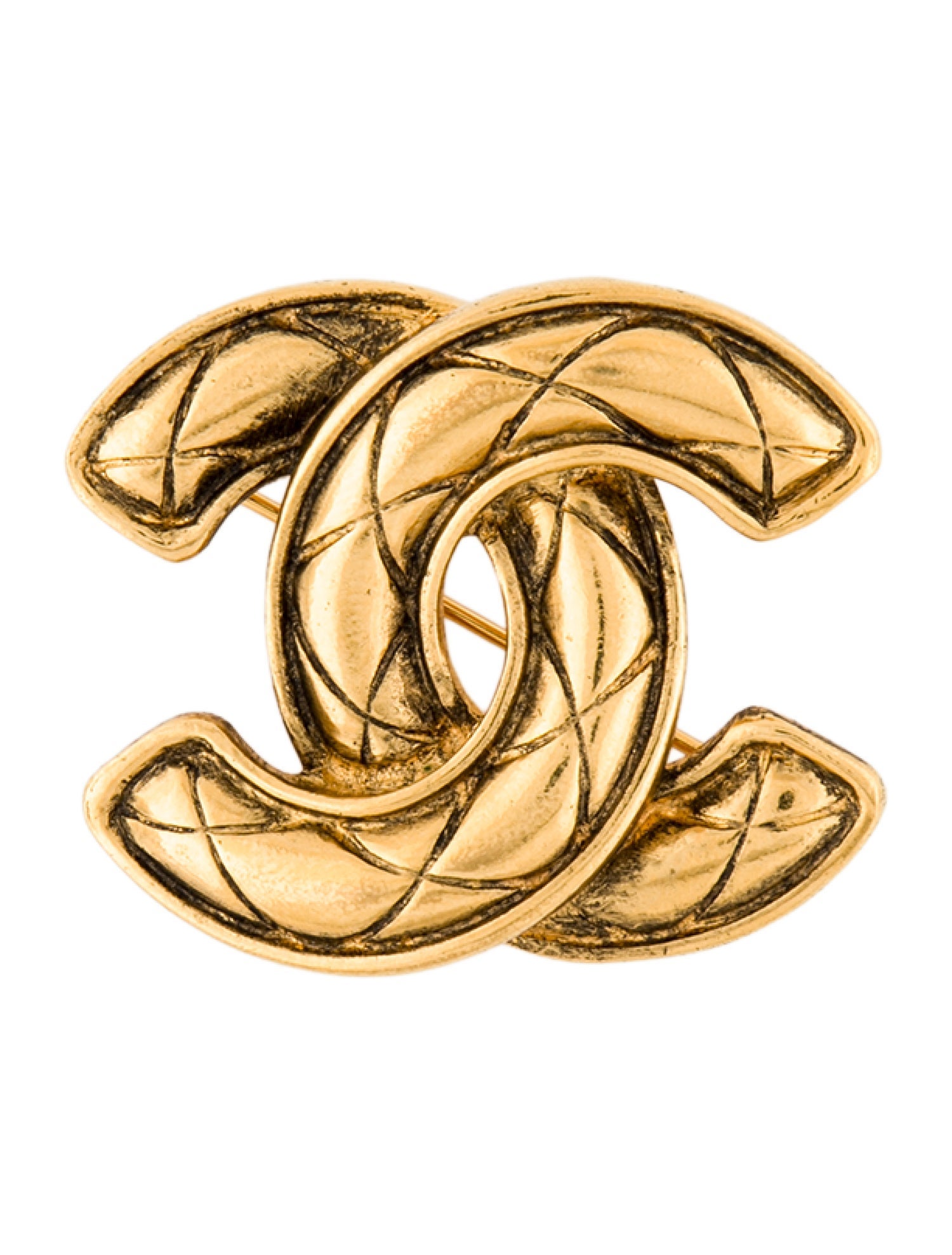 Chanel Vintage Quilted CC Brooch