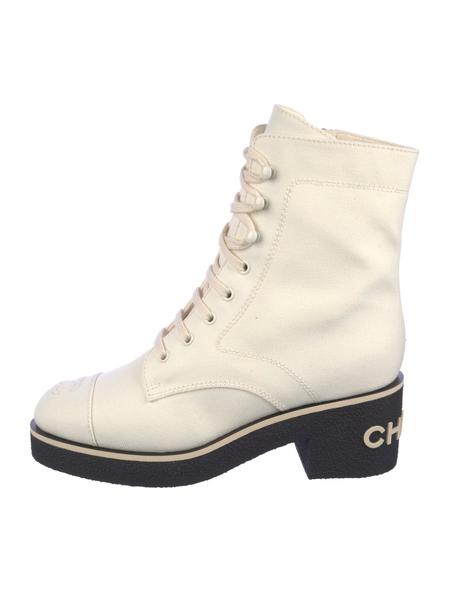 Chanel 2021 Interlocking CC Logo Lace-Up Boots