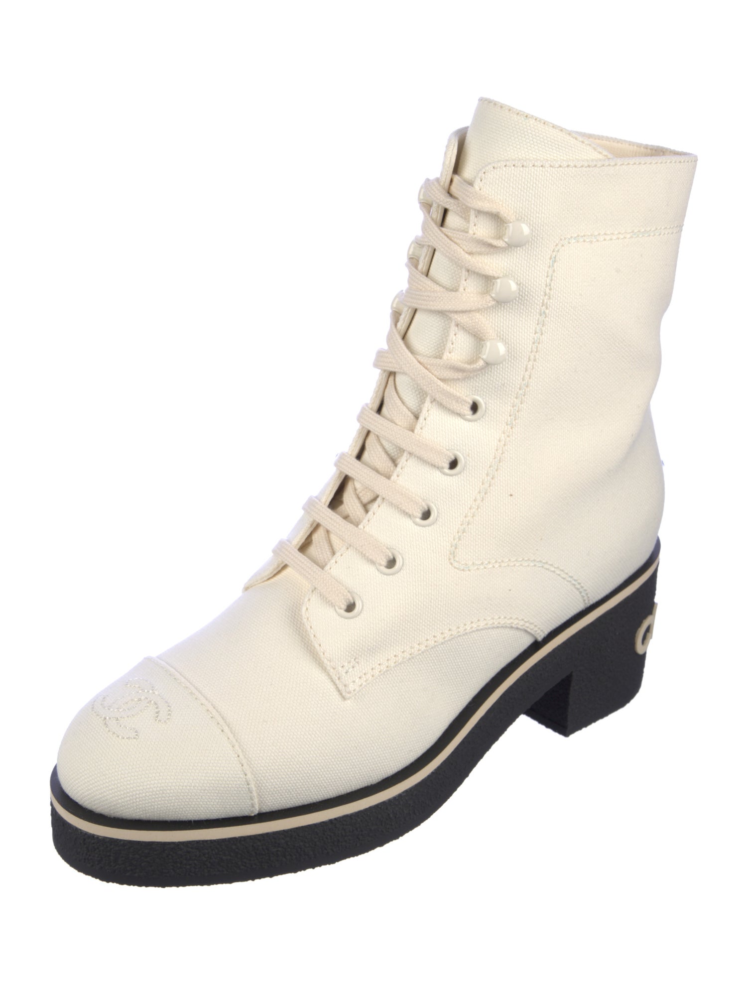 Chanel 2021 Interlocking CC Logo Lace-Up Boots