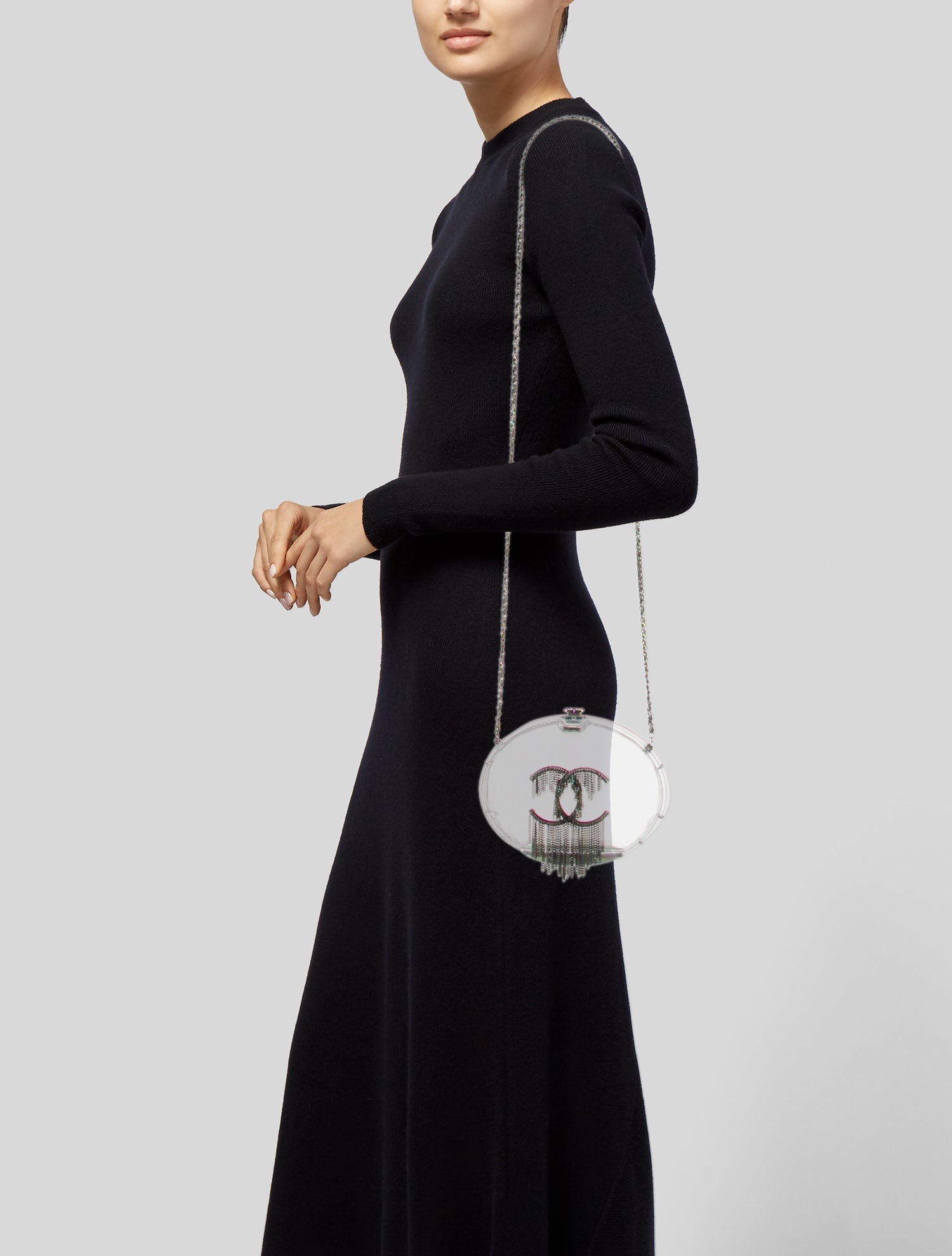 Chanel Fringe CC Plexiglass Minaudiere w/ Chain