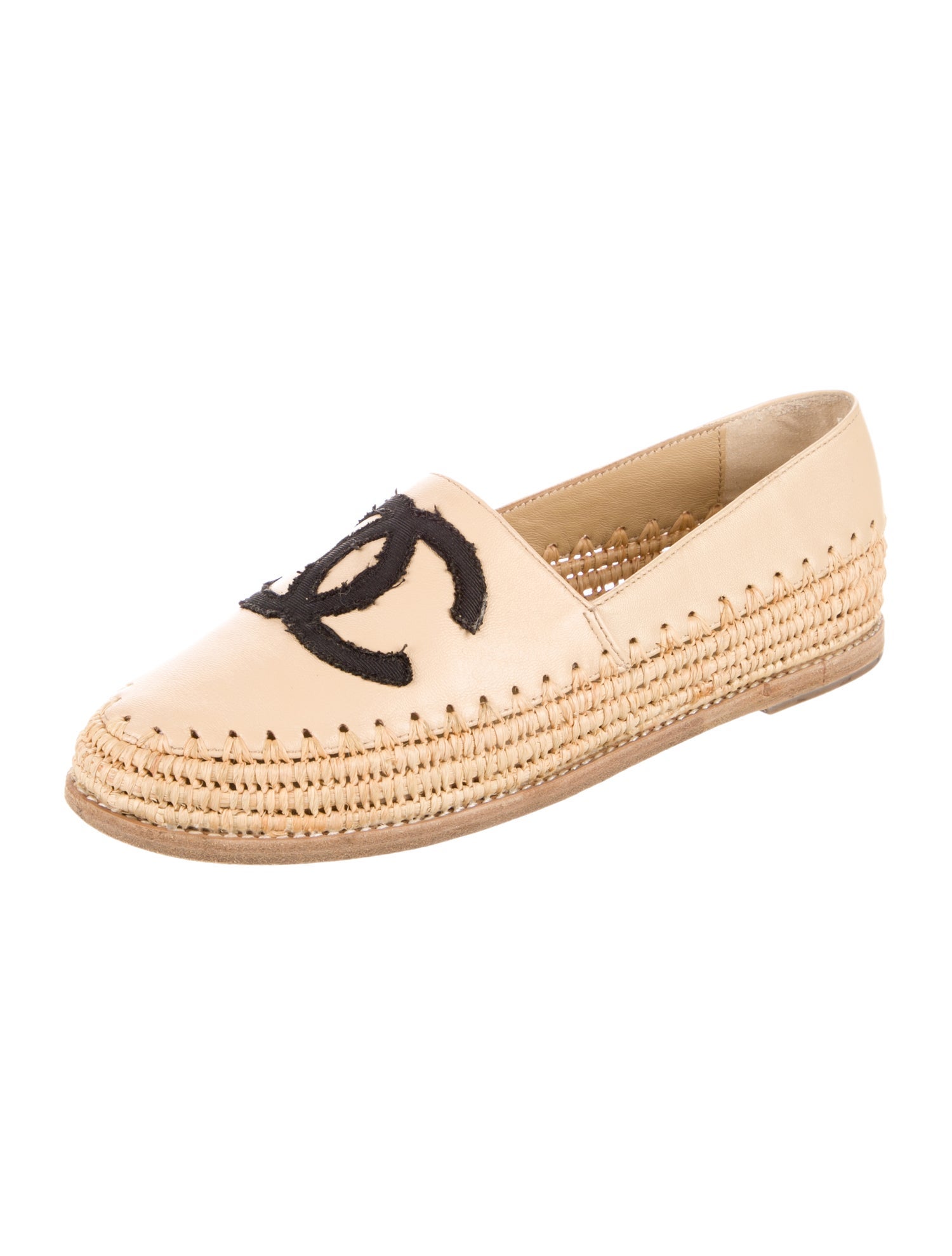 Chanel Interlocking CC Logo Leather Espadrilles