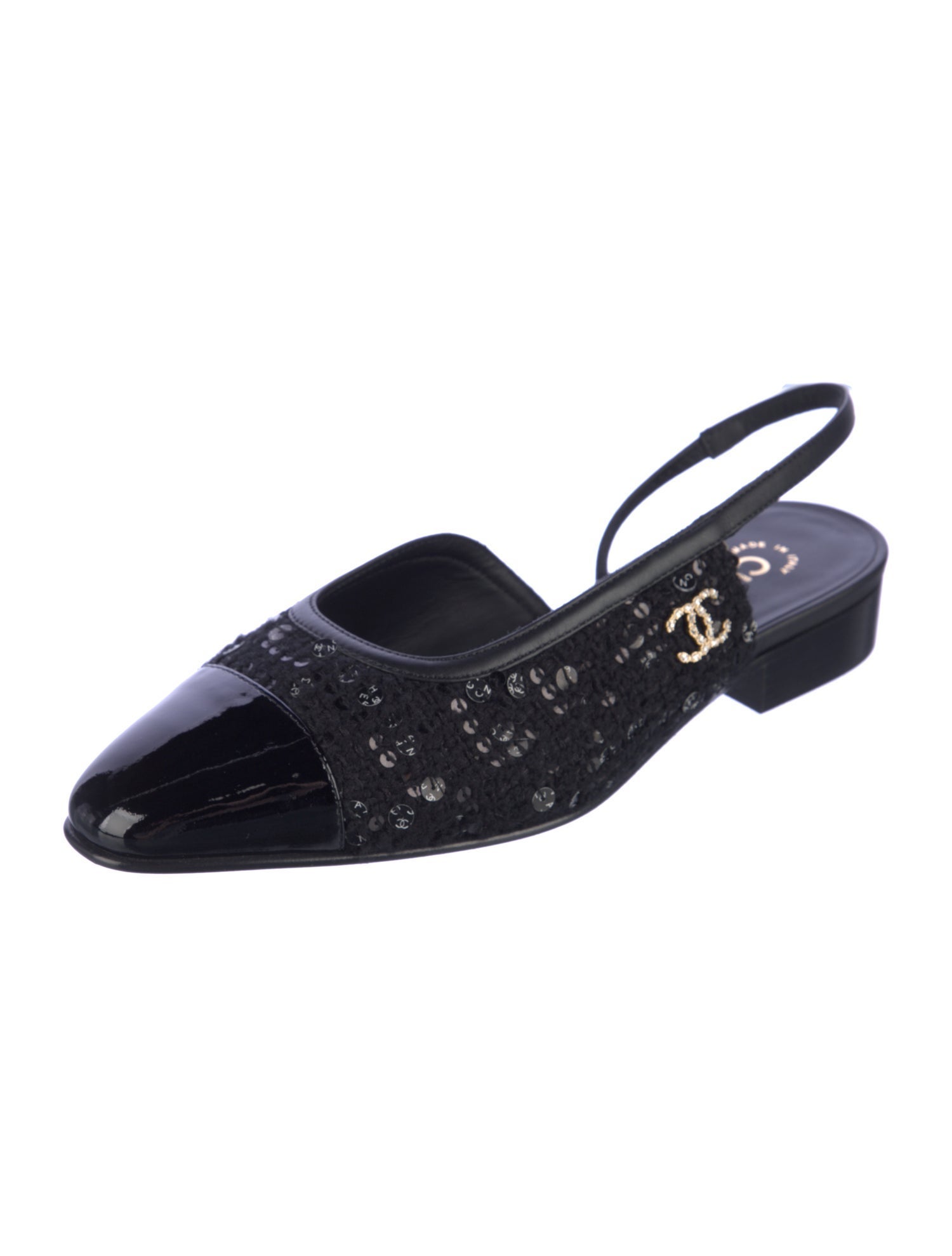 Chanel 2024 Interlocking CC Logo Slingback Flats