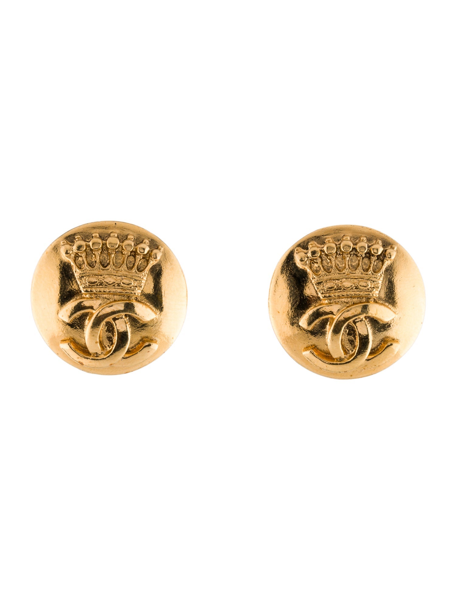 Chanel Vintage Crown CC Clip-On Earrings