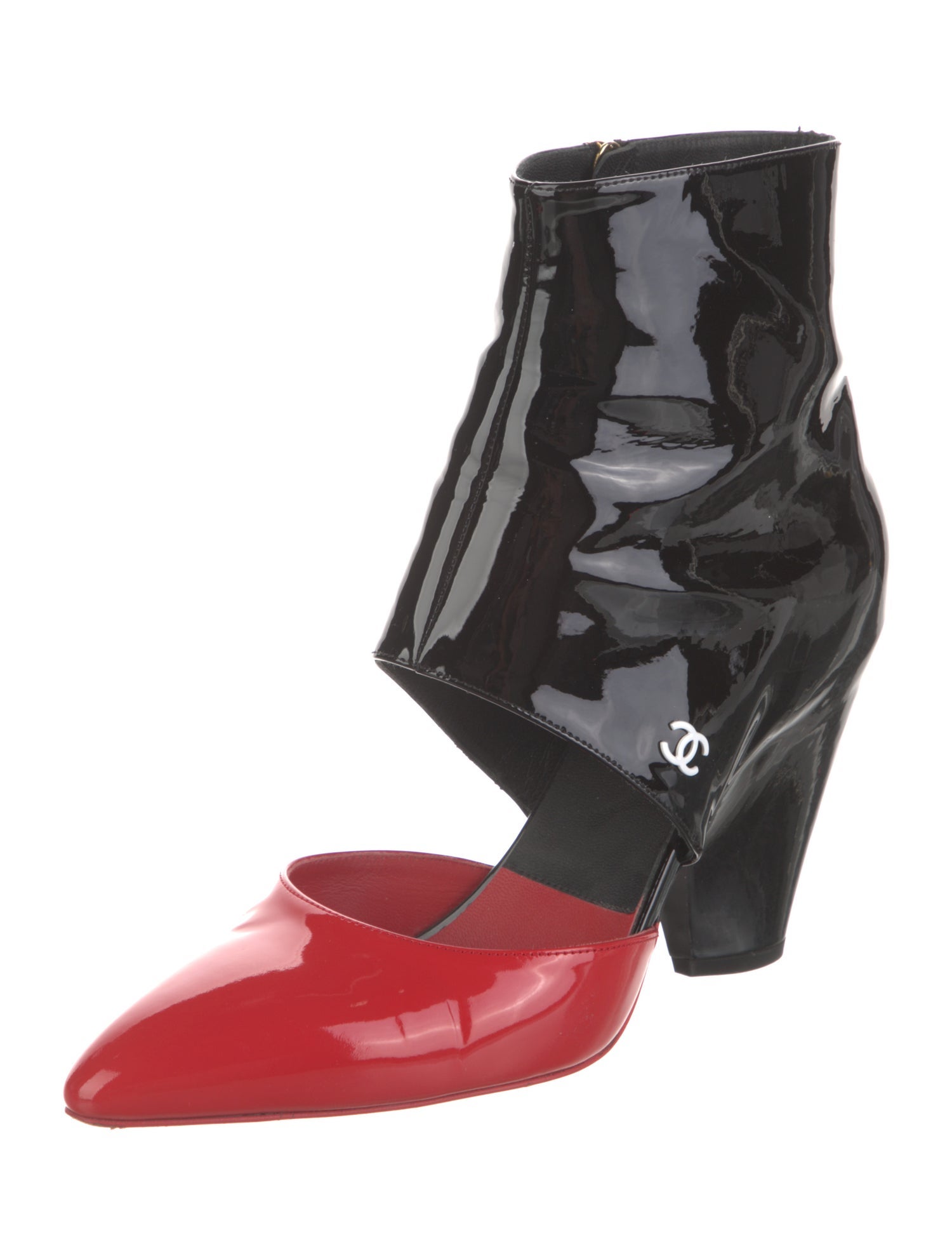 Chanel Interlocking CC Logo Patent Leather Boots