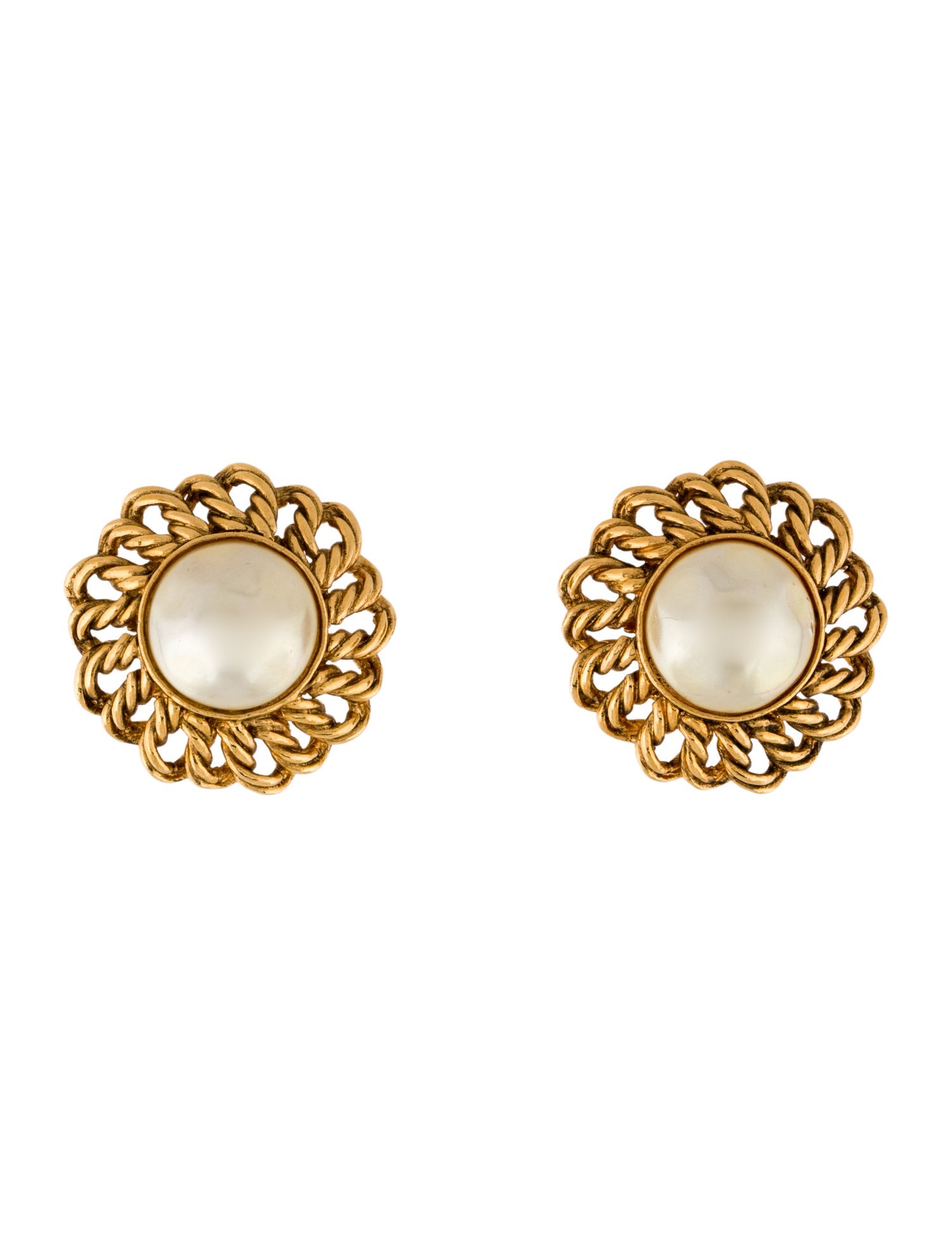Chanel Vintage Faux Pearl Clip-On Earrings