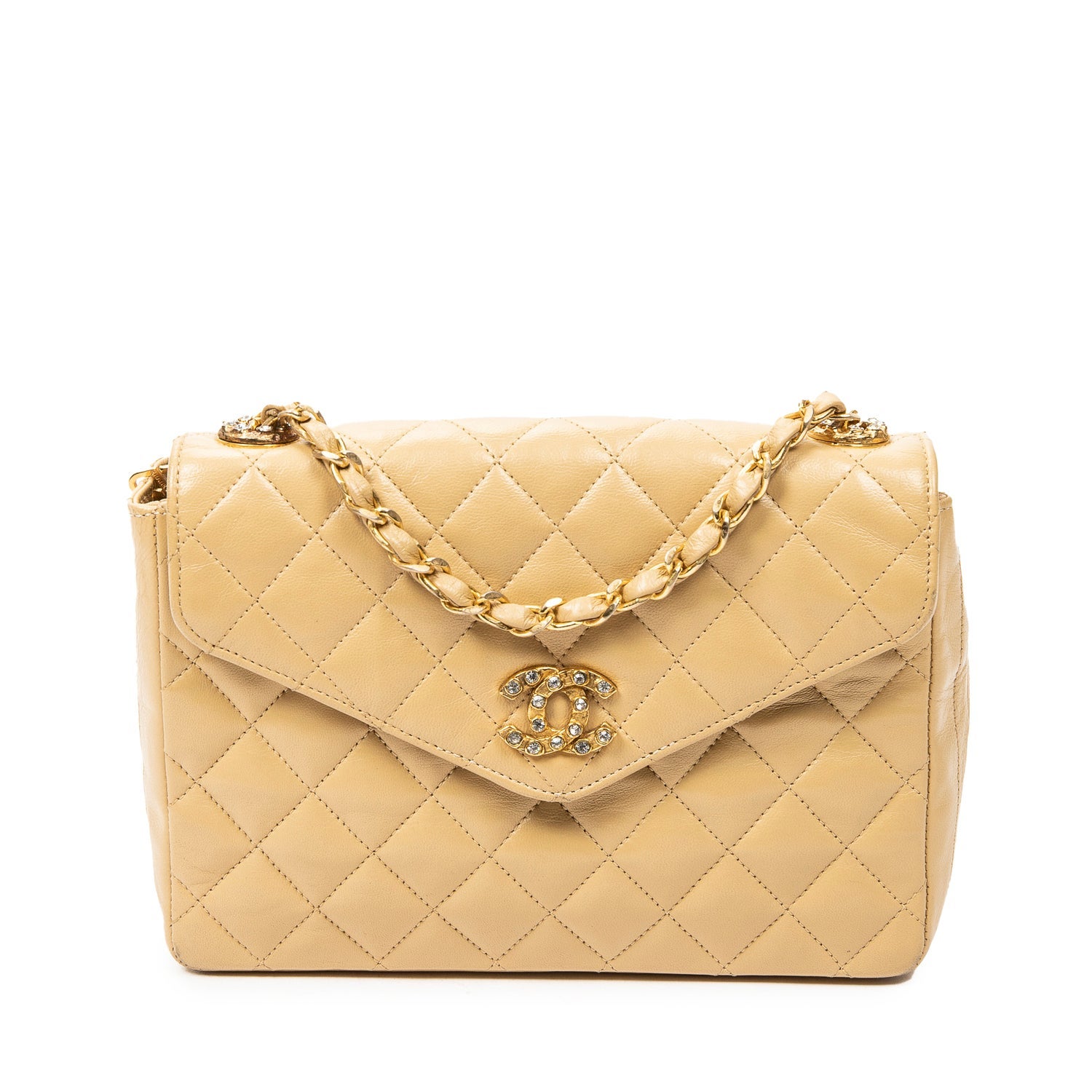Chanel Leather CC Crystal Push Lock Square Flap w/ Tags