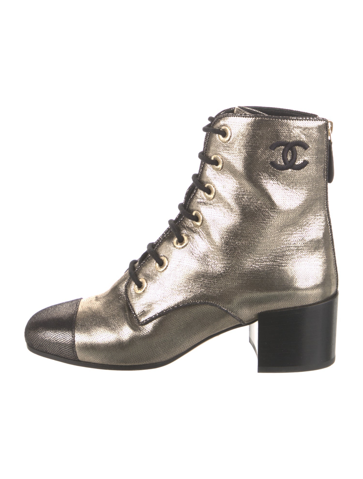 Chanel 2019 Interlocking CC Logo Lace-Up Boots