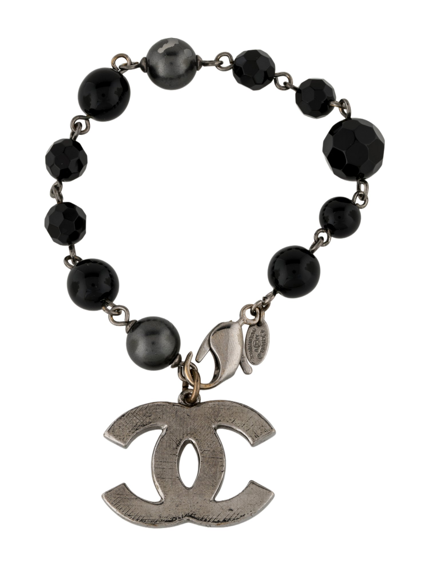 Chanel Faux Pearl & Bead CC Charm Bracelet