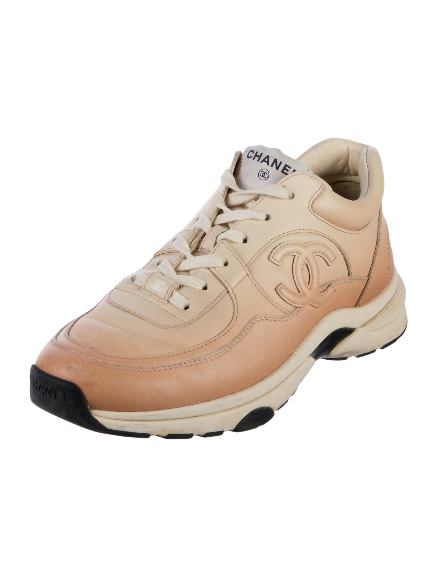 Chanel Interlocking CC Logo Leather Sneakers