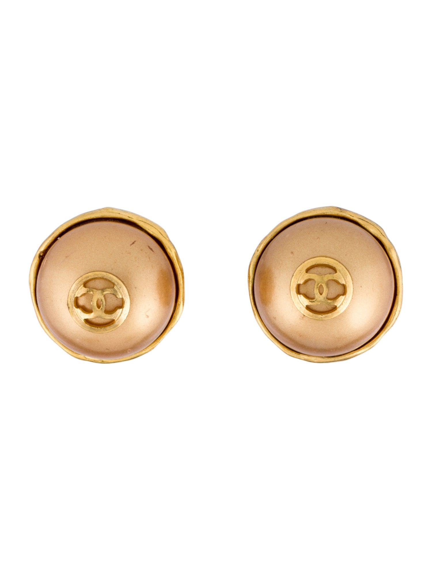 Chanel Vintage Faux Pearl CC Clip-On Earrings