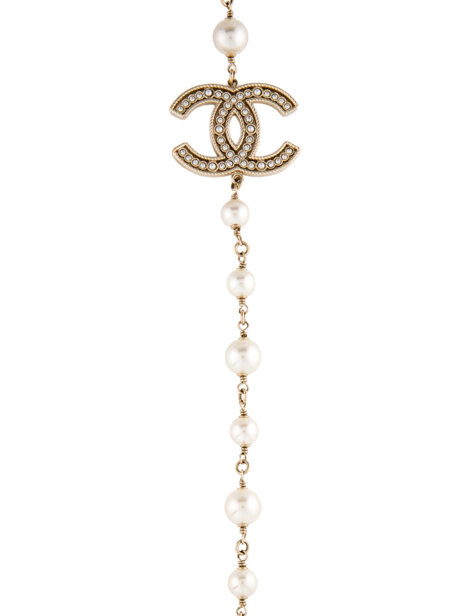 Chanel Faux Pearl & Strass CC Station Necklace