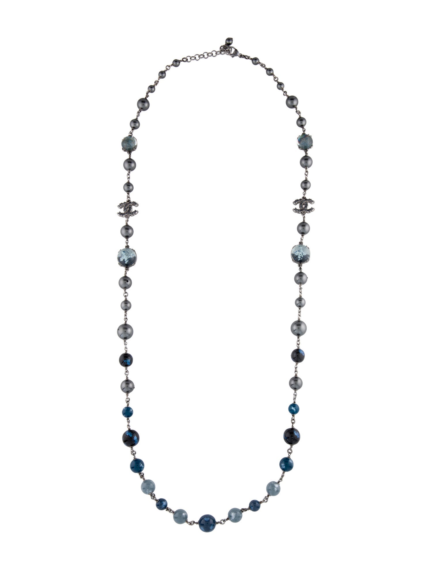 Chanel Faux Pearl, Strass & Resin CC Station Necklace